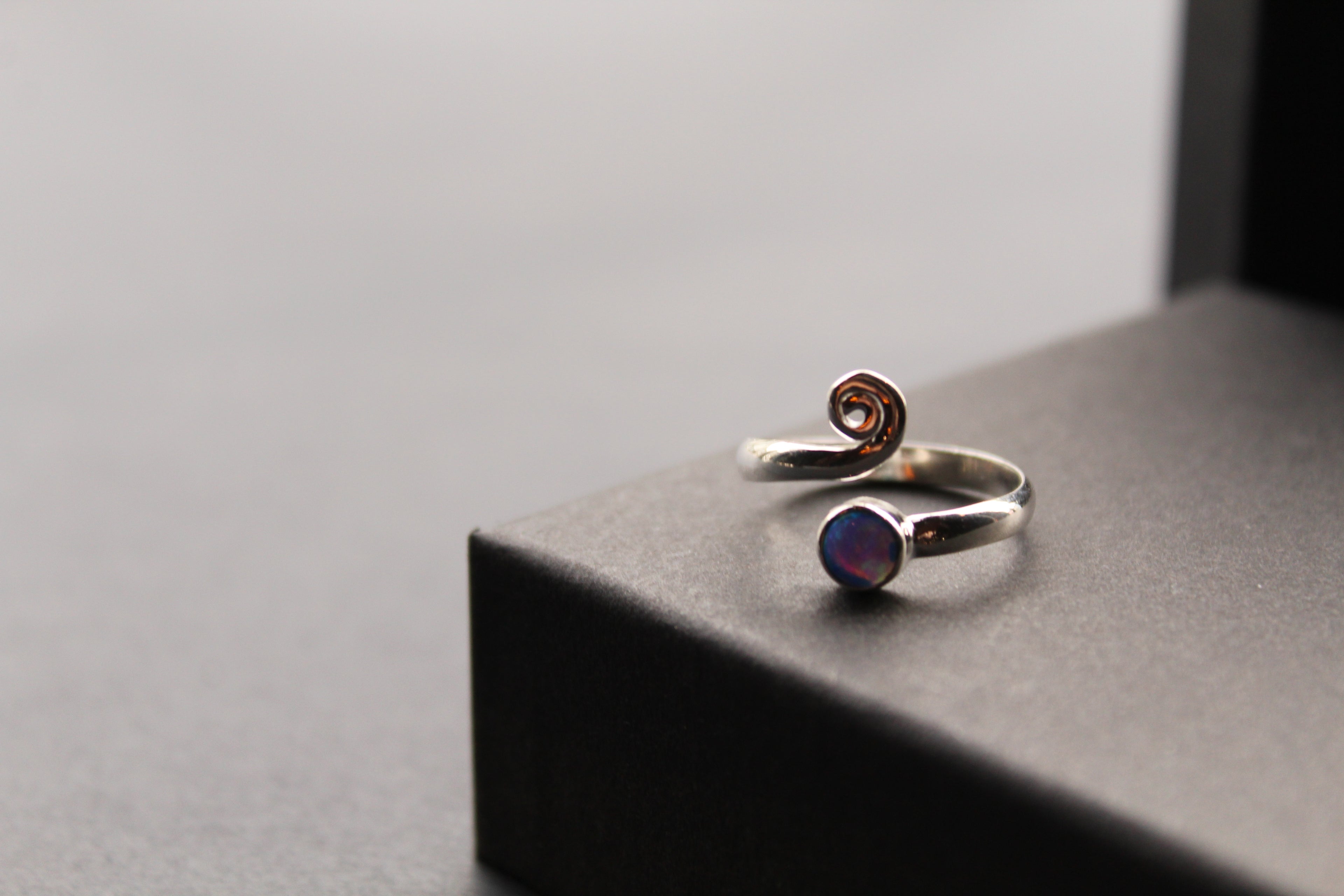 Blue Opal Adjustable Spiral Ring