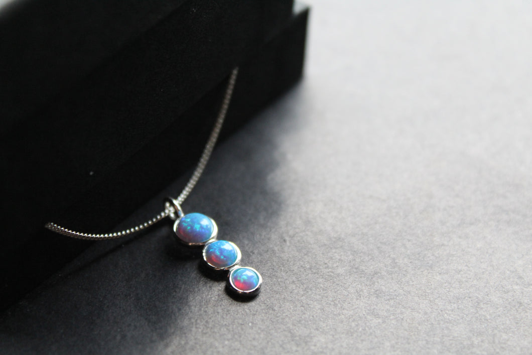 Blue Opal Trio Necklace