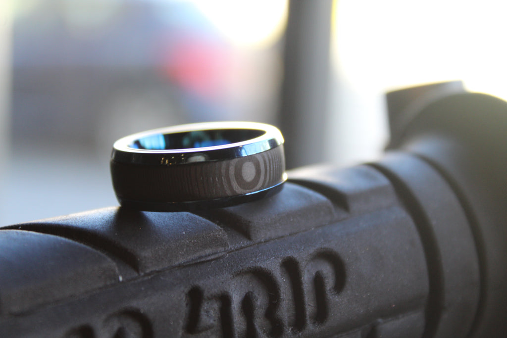 Steel Ring with Carbon Fibre and Sapphire Blue Plating