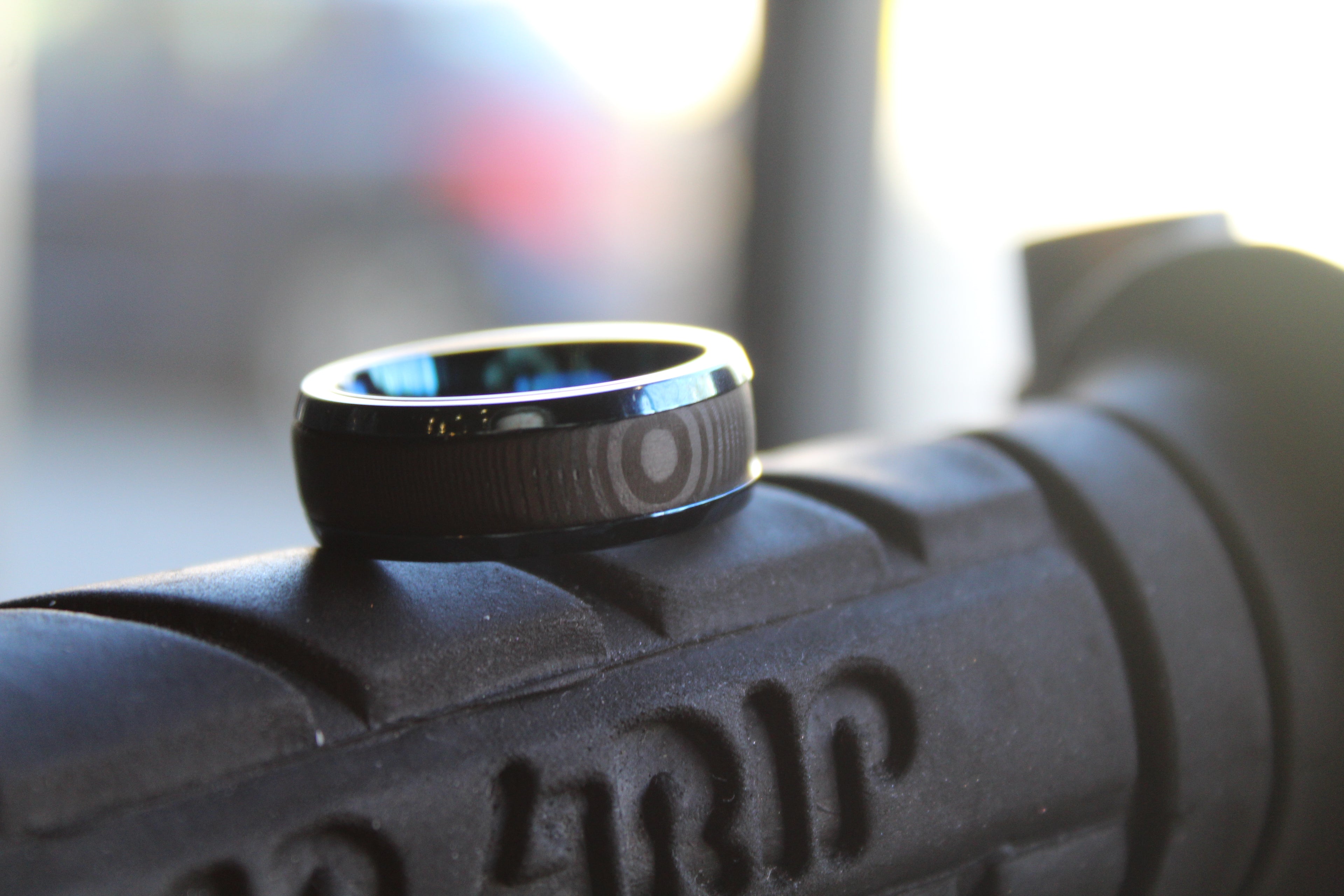 Steel Ring with Carbon Fibre and Sapphire Blue Plating