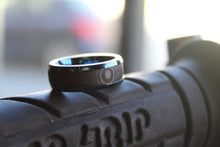 Load image into Gallery viewer, Steel Ring with Carbon Fibre and Sapphire Blue Plating
