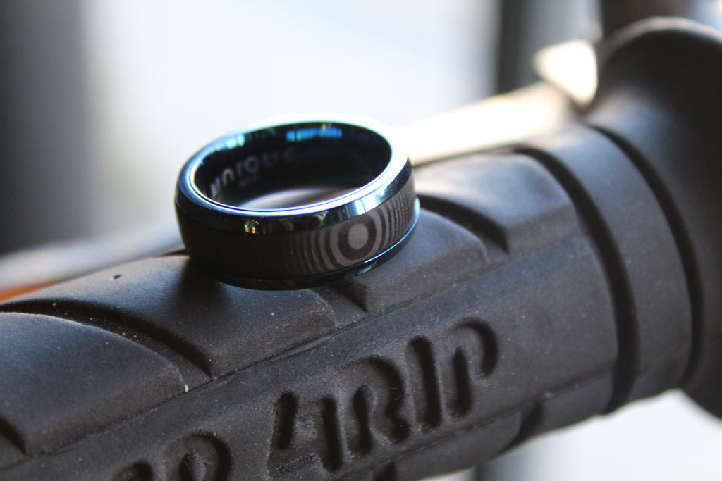 Steel Ring with Carbon Fibre and Sapphire Blue Plating