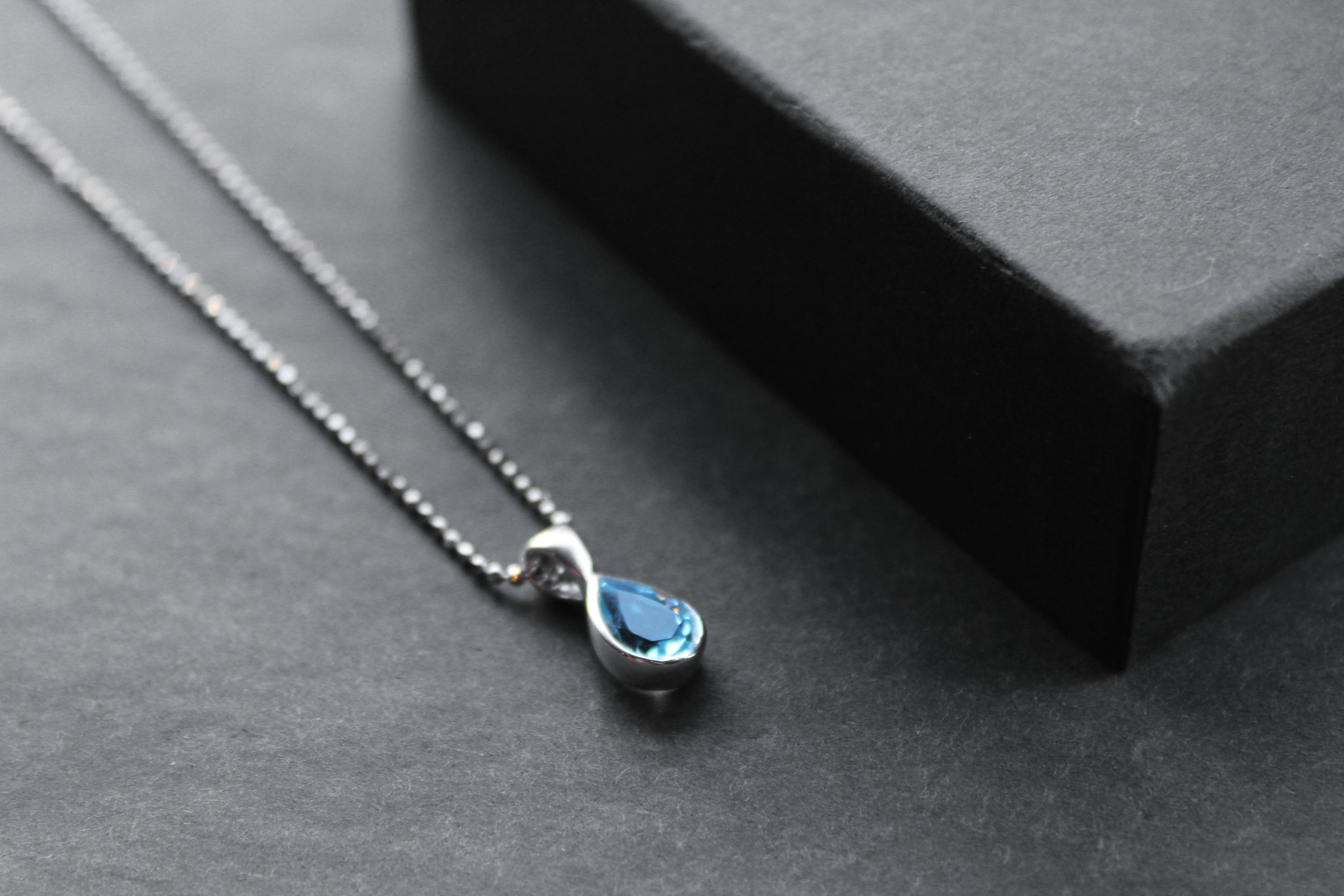 Blue Topaz Tear Drop Necklace