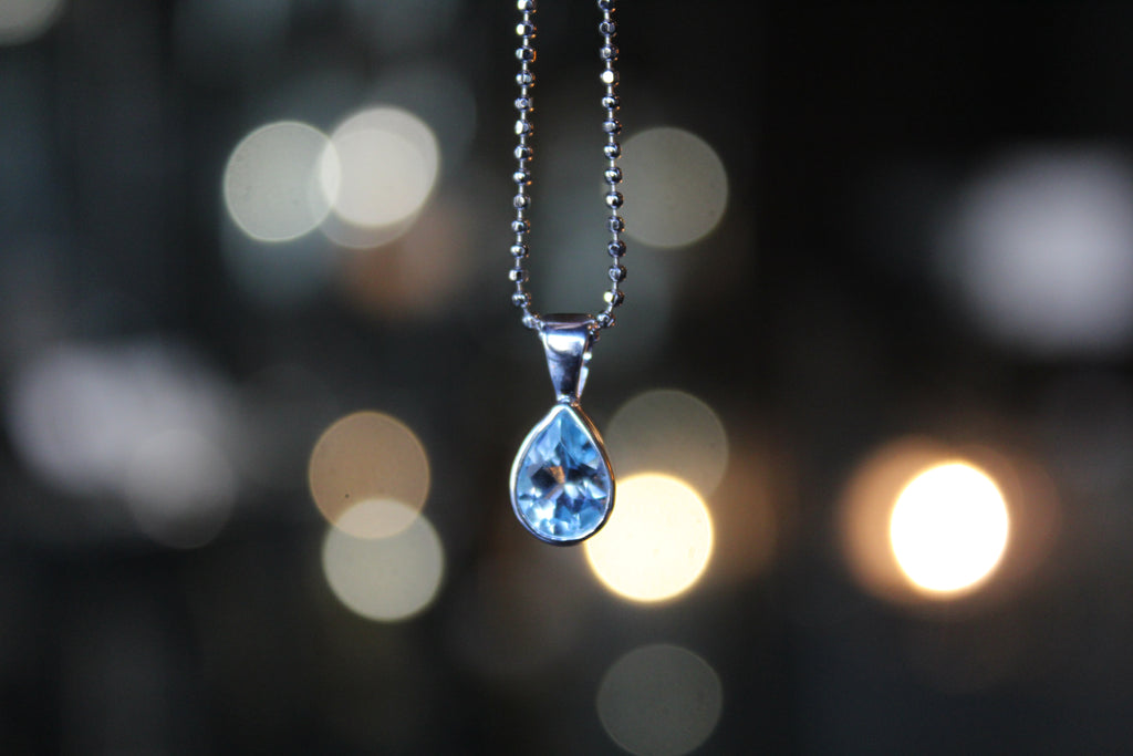 Blue Topaz Tear Drop Necklace
