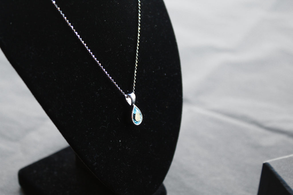 Blue Topaz Tear Drop Necklace