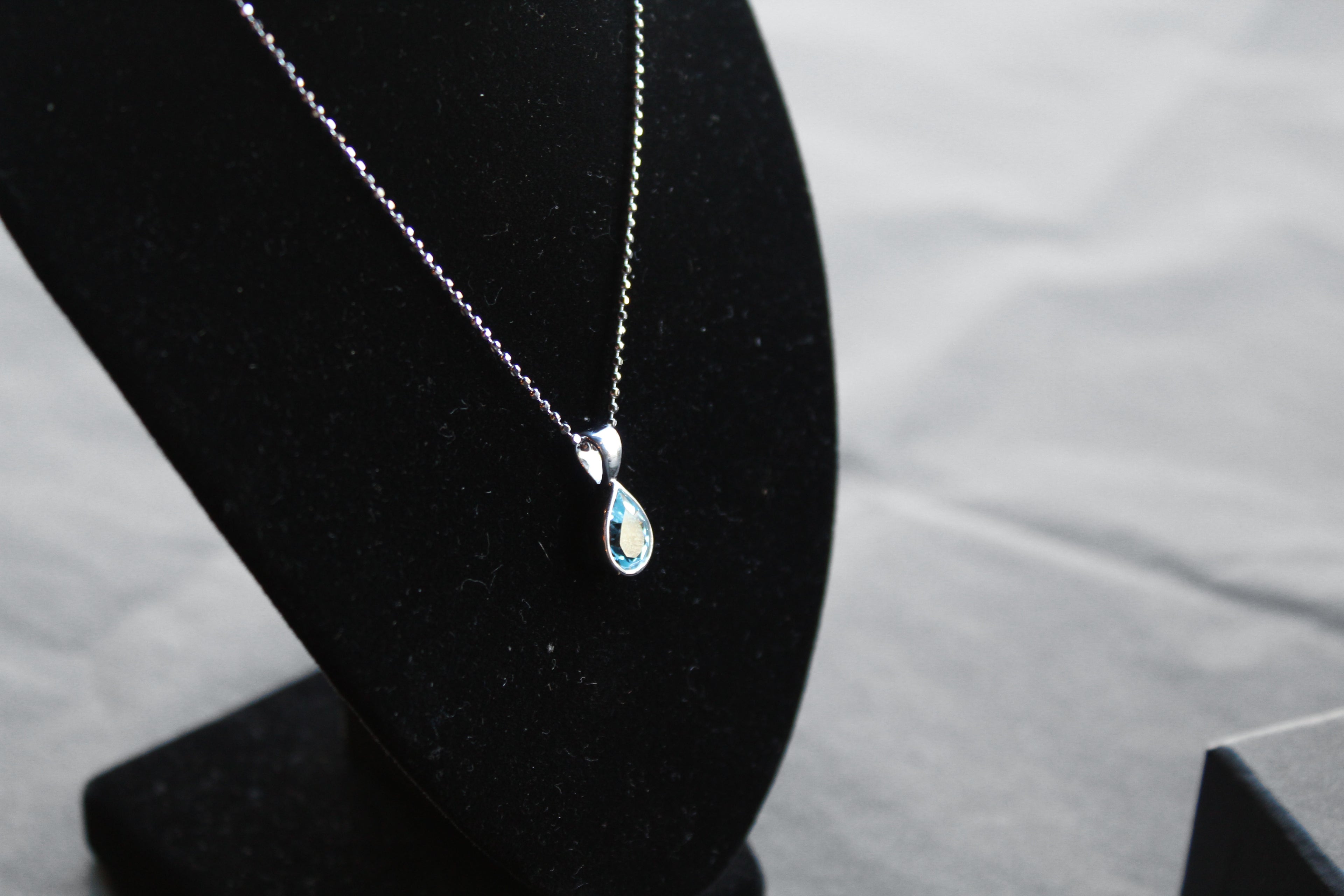 Blue Topaz Tear Drop Necklace