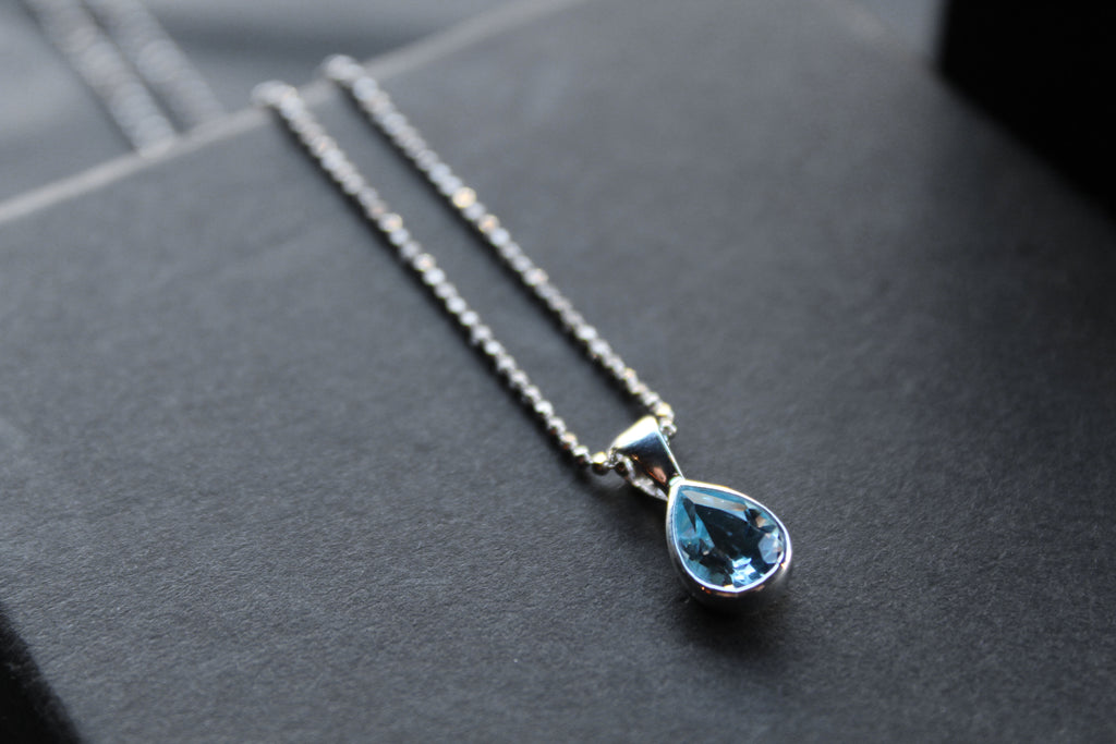 Blue Topaz Tear Drop Necklace