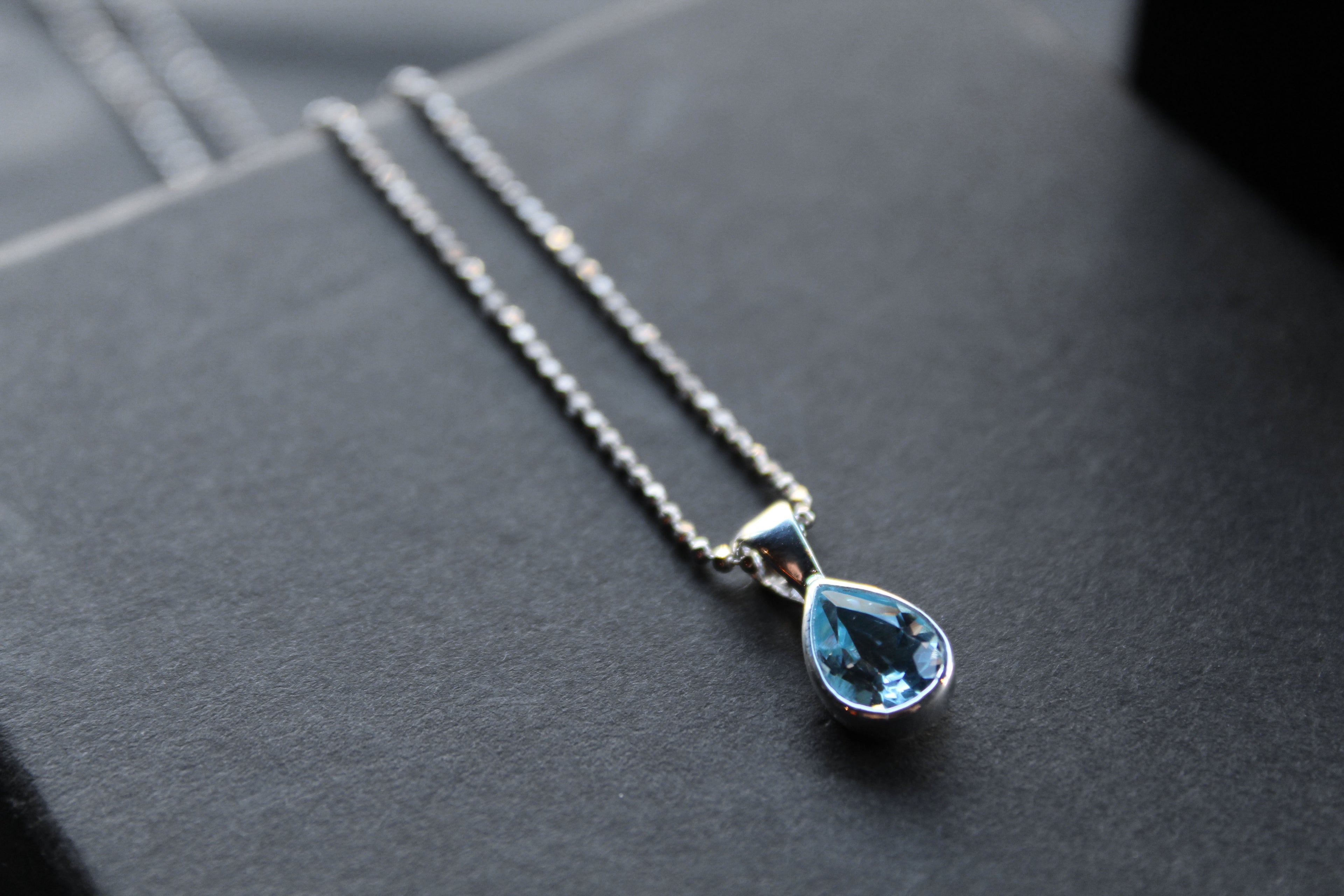 Blue Topaz Tear Drop Necklace
