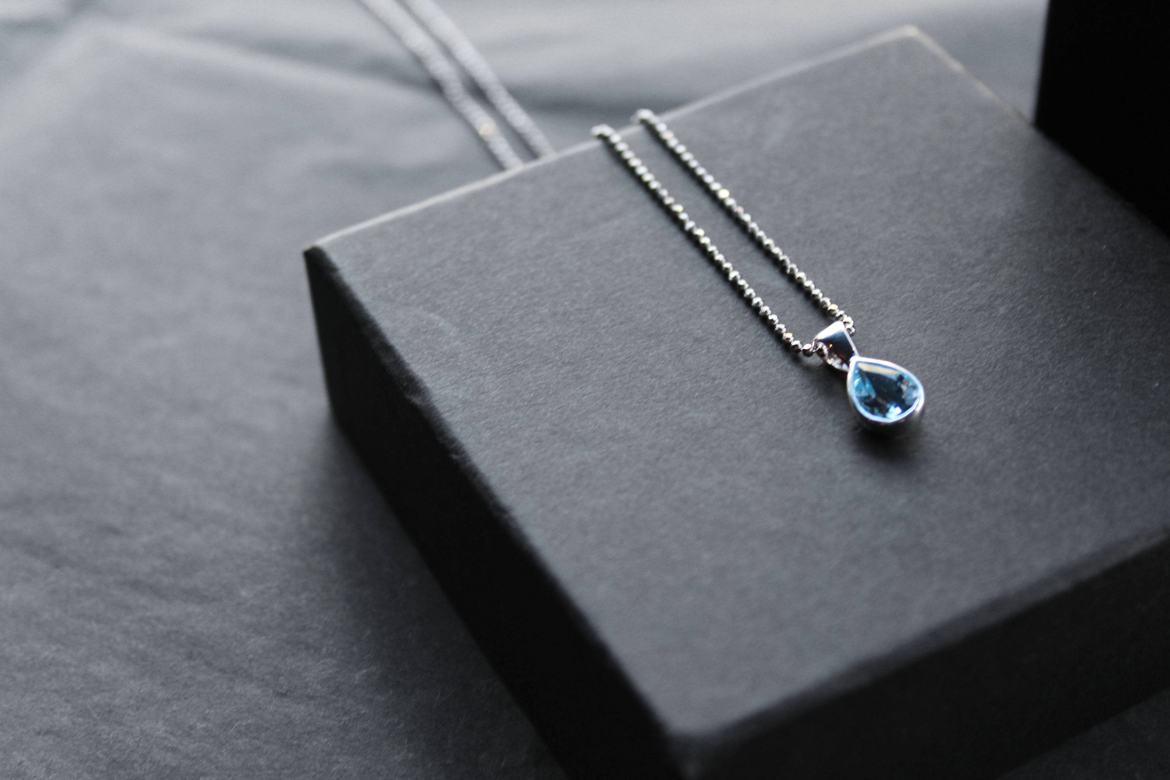 Blue Topaz Tear Drop Necklace
