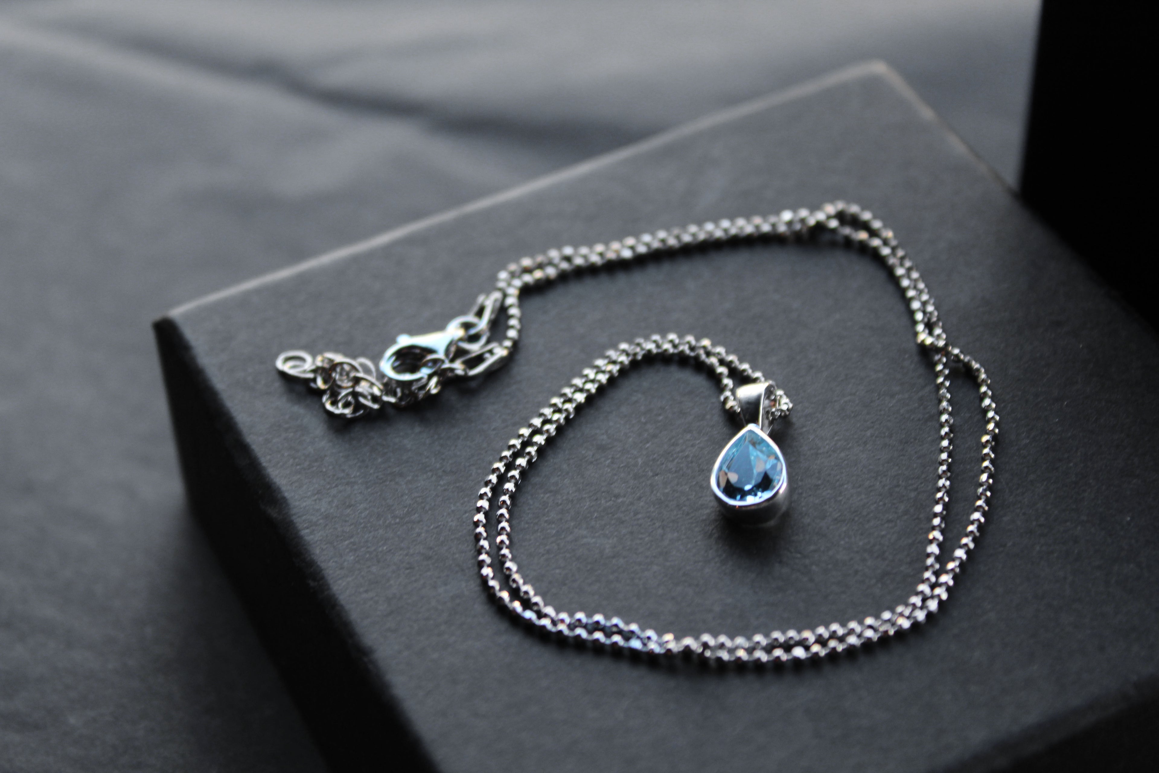 Blue Topaz Tear Drop Necklace
