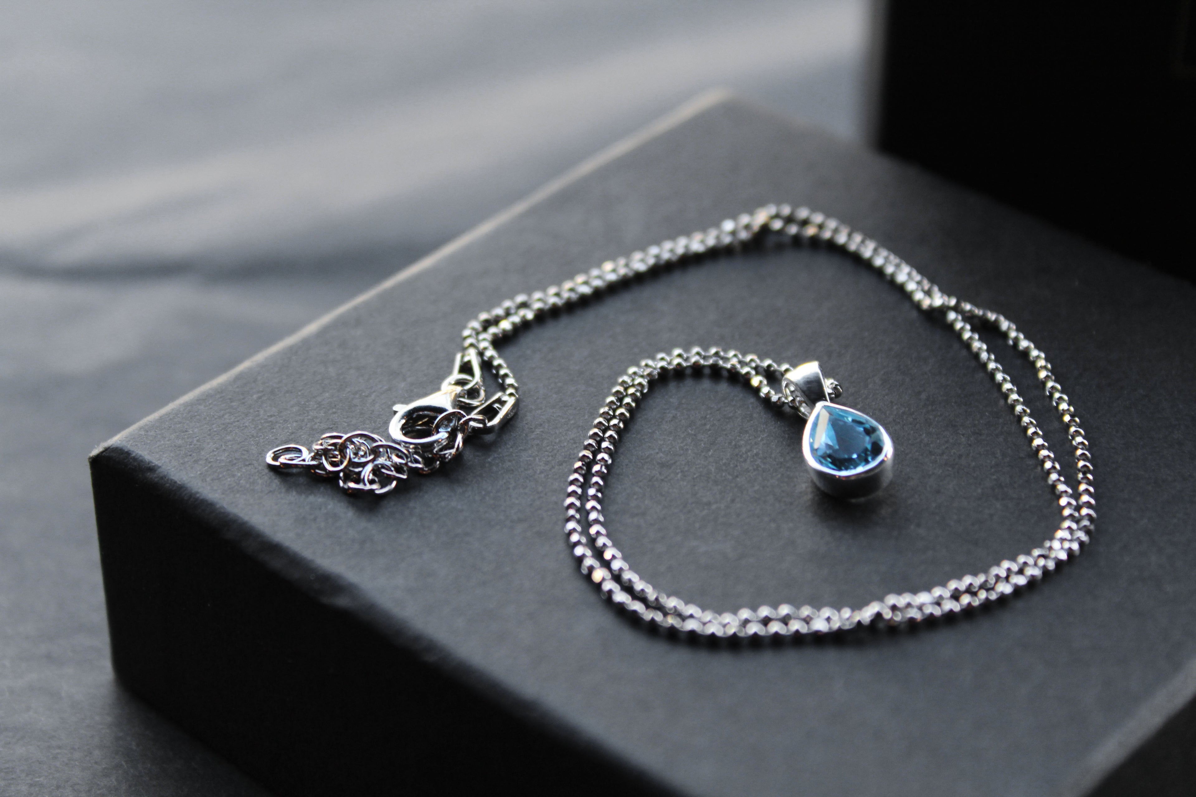 Blue Topaz Tear Drop Necklace