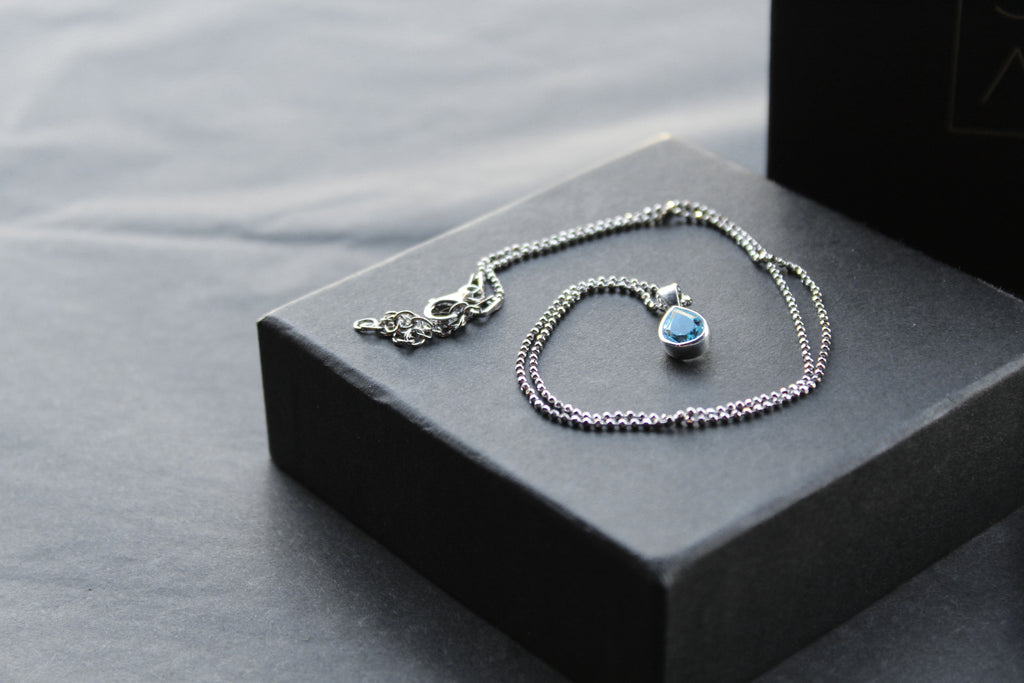 Blue Topaz Tear Drop Necklace