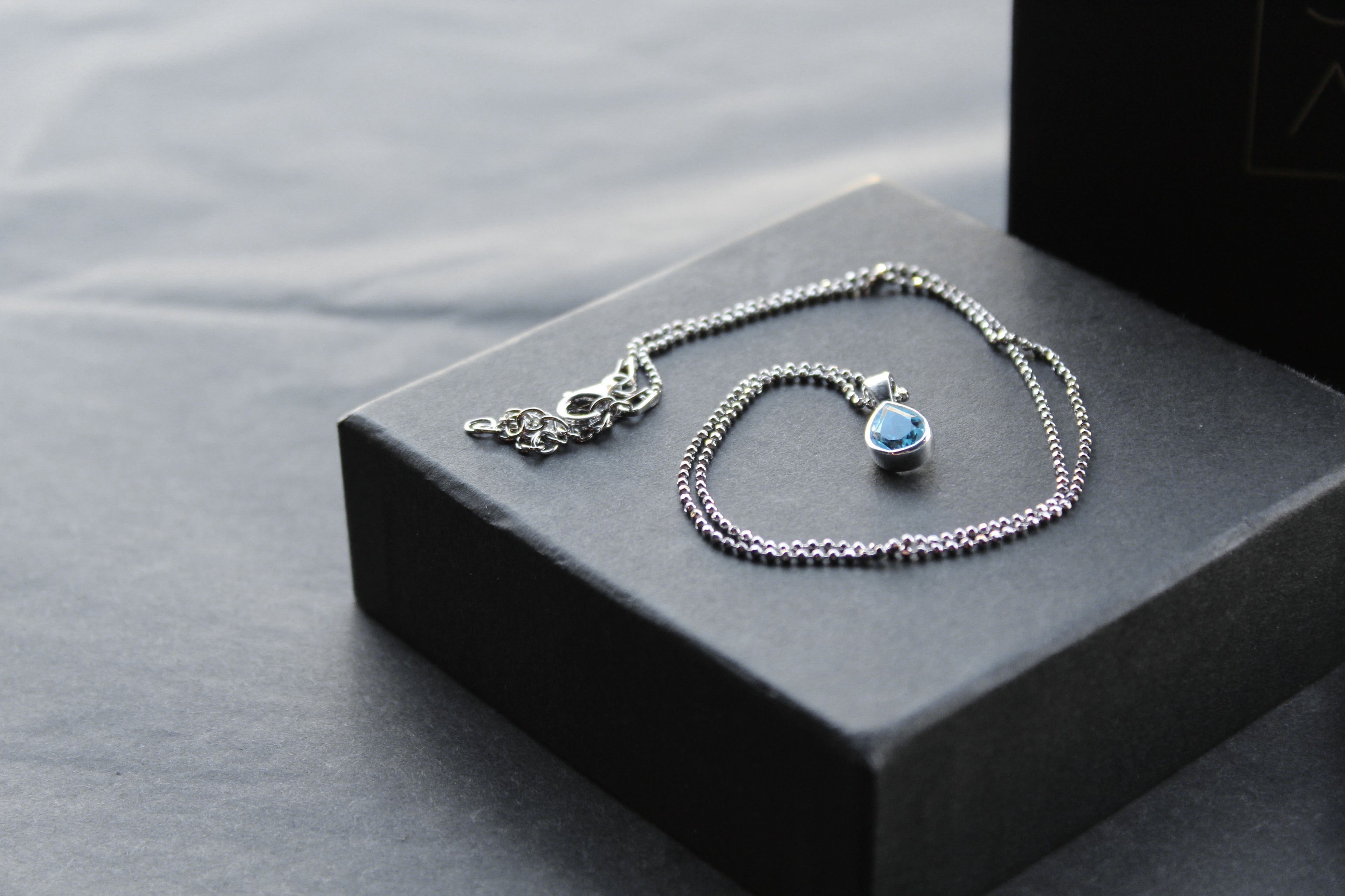 Blue Topaz Tear Drop Necklace