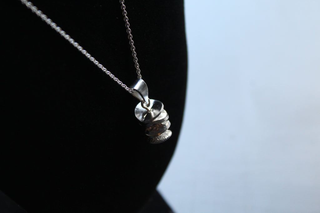 Textured Disc Necklace Vertical
