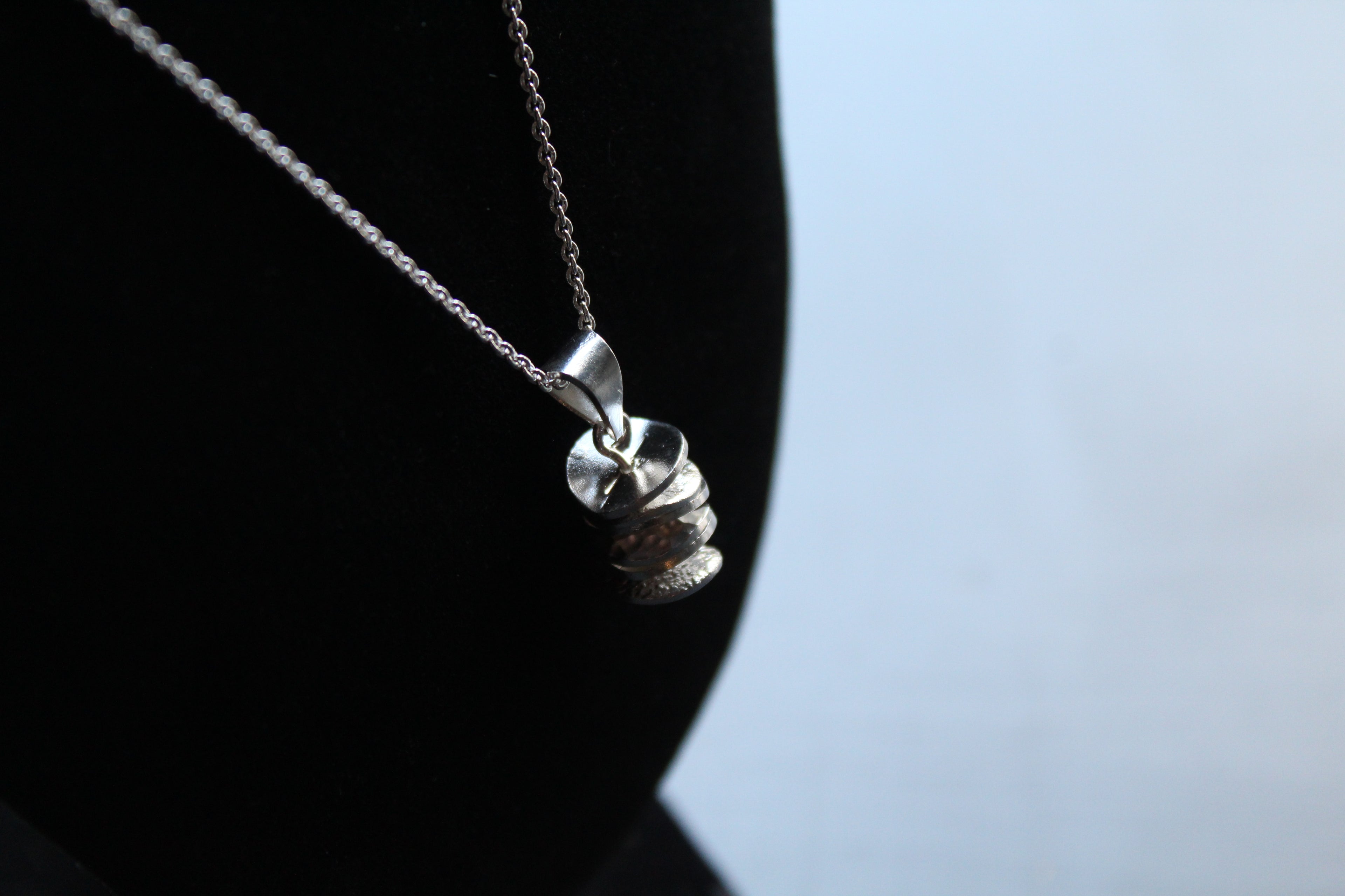 Textured Disc Necklace Vertical