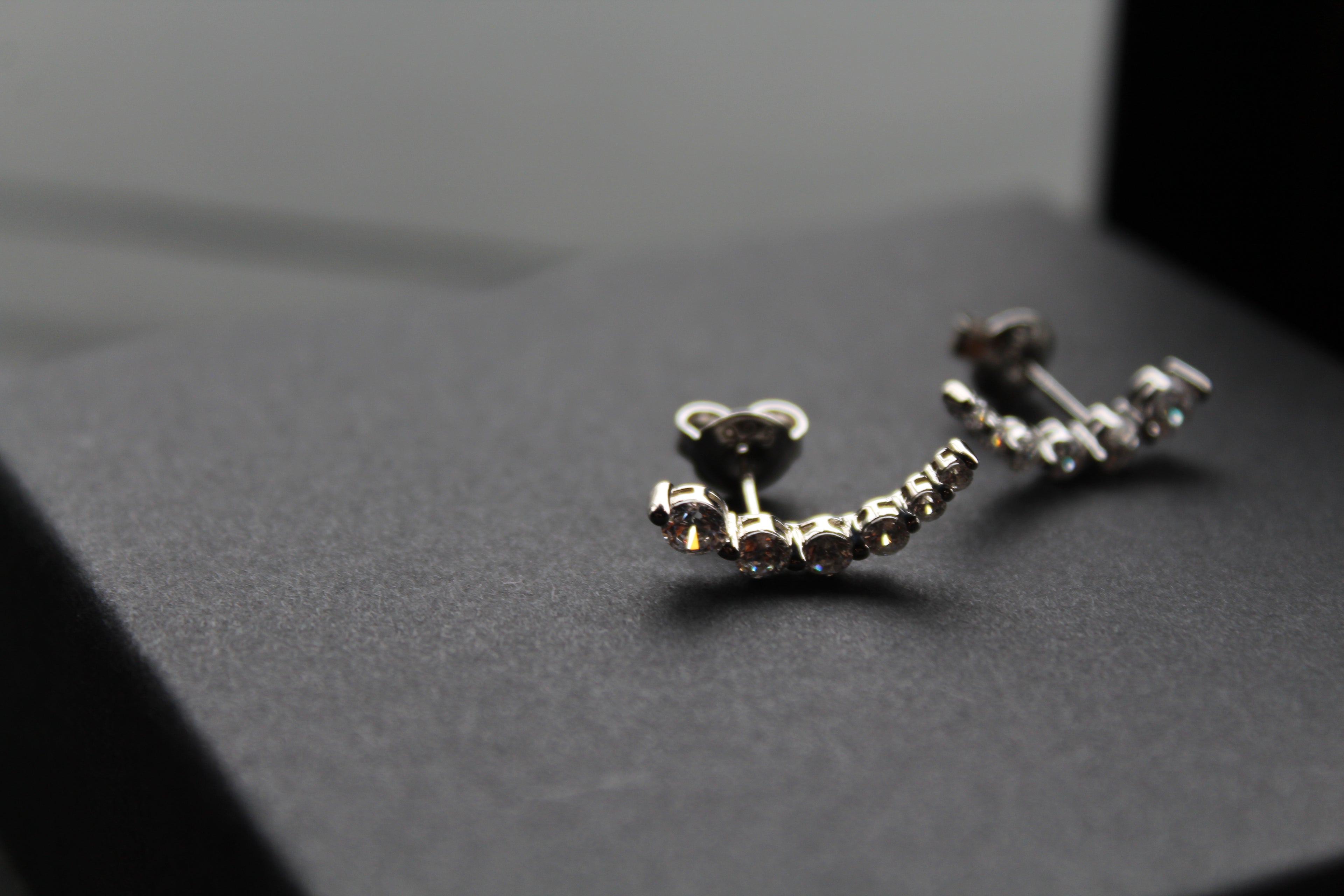 Clear CZ Curvy Climber Earrings