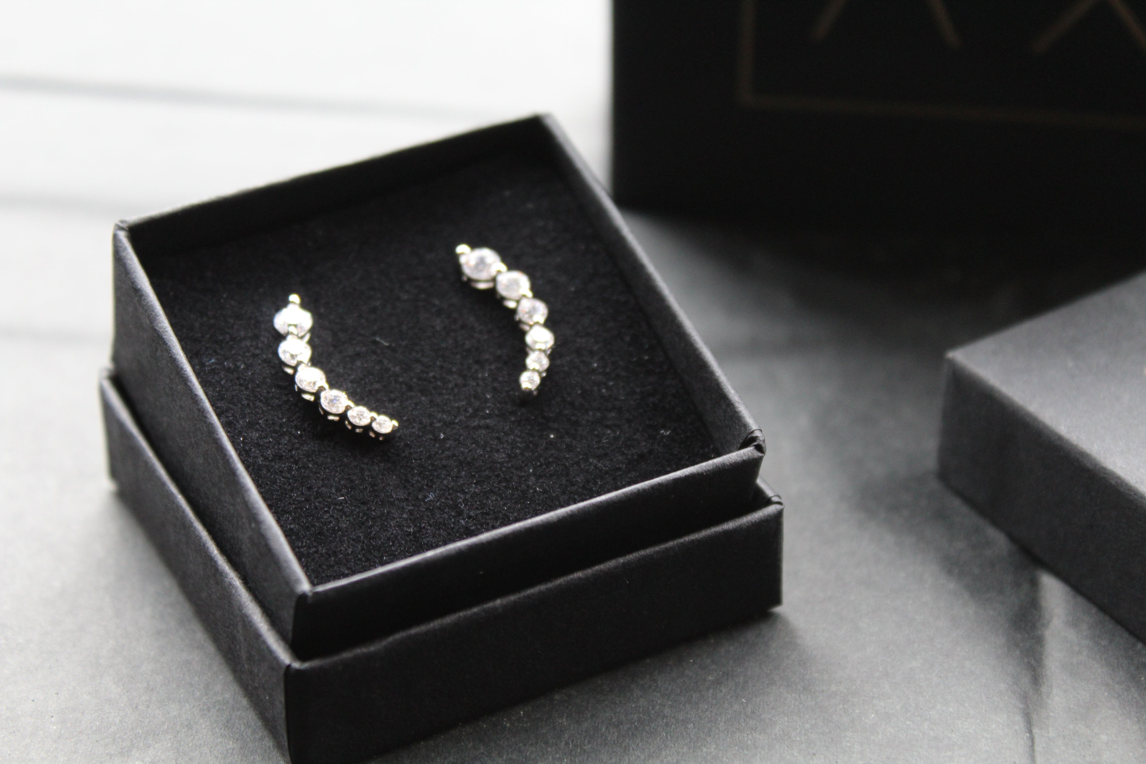Clear CZ Curvy Climber Earrings