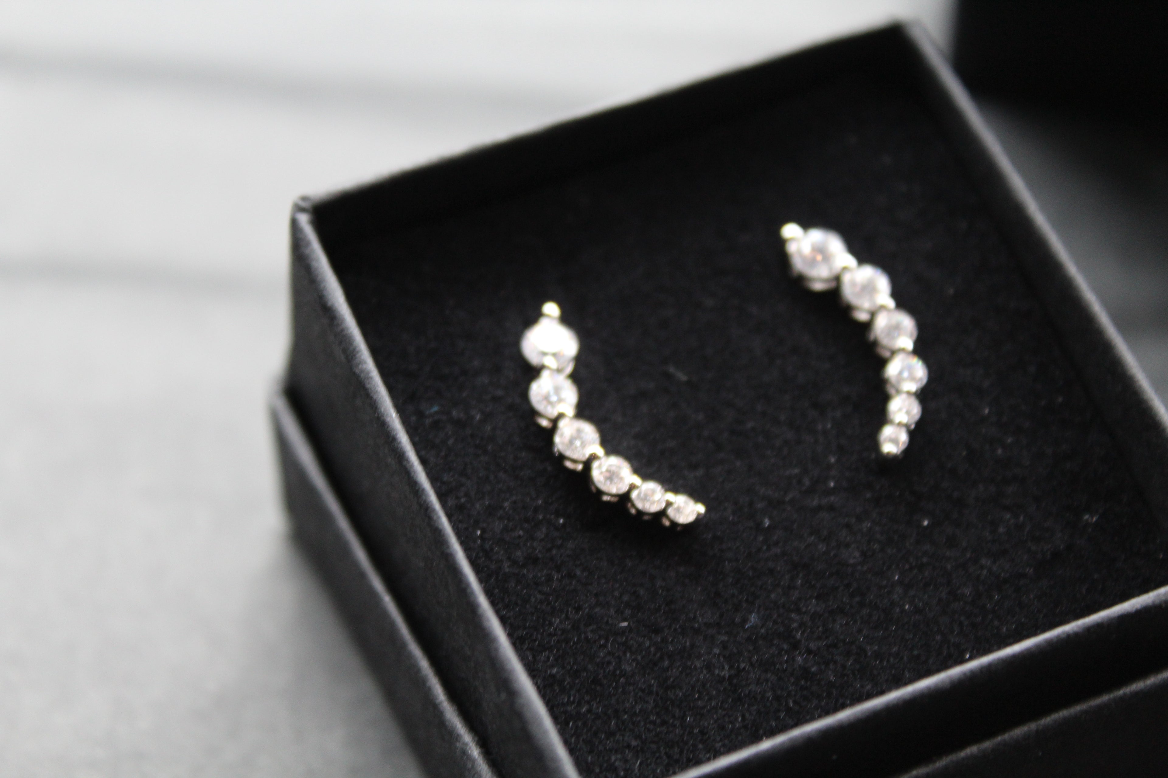 Clear CZ Curvy Climber Earrings