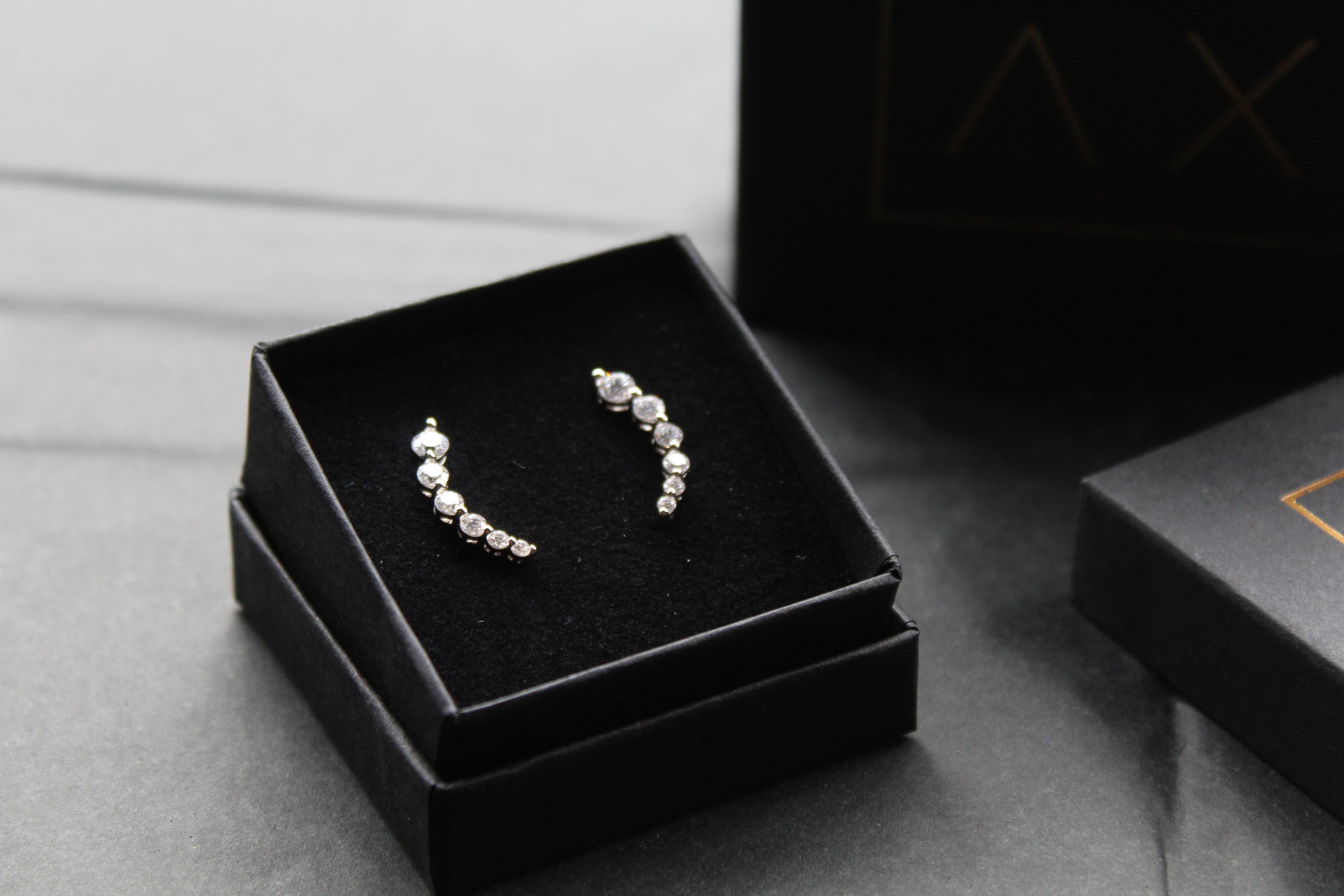 Clear CZ Curvy Climber Earrings