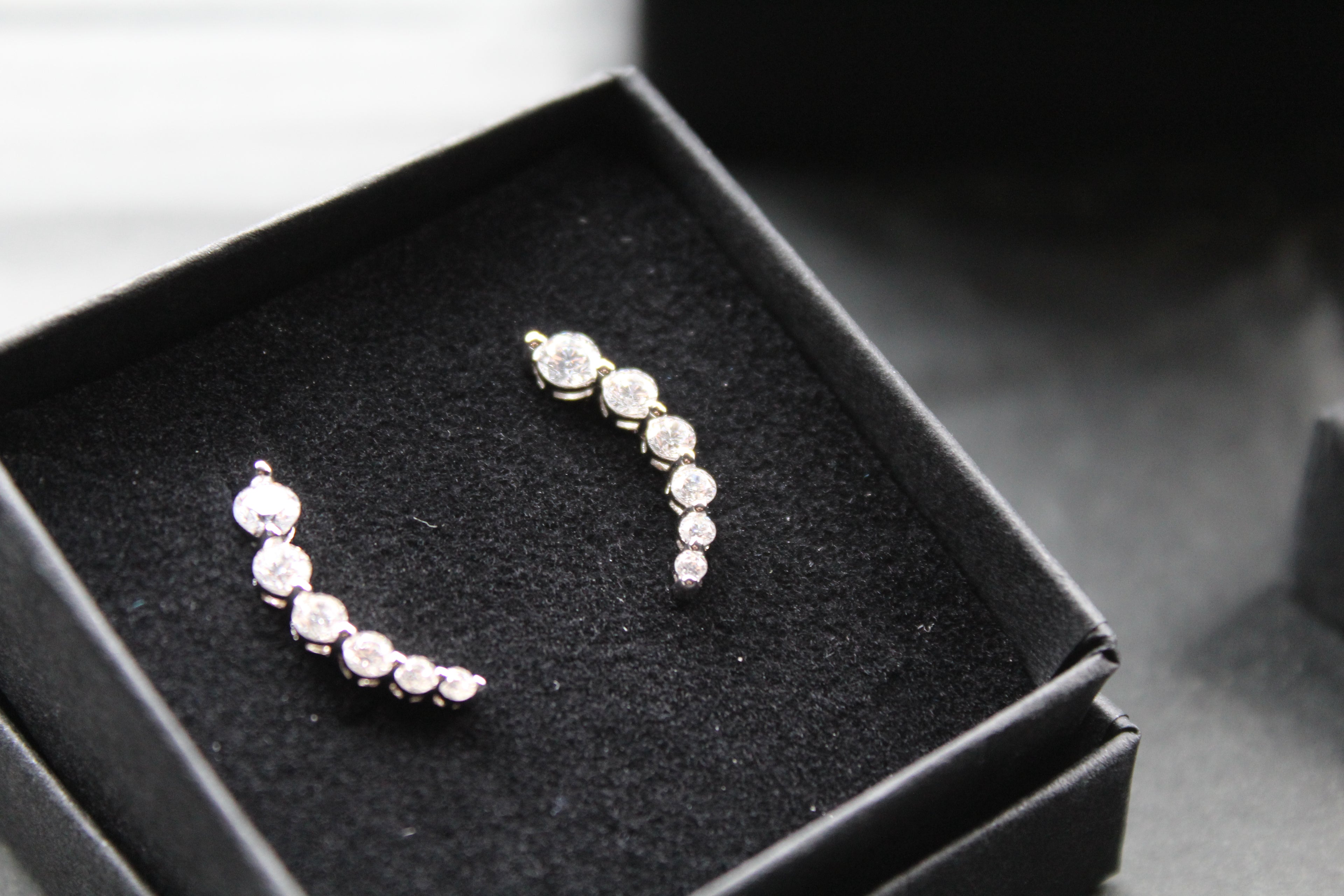 Clear CZ Curvy Climber Earrings