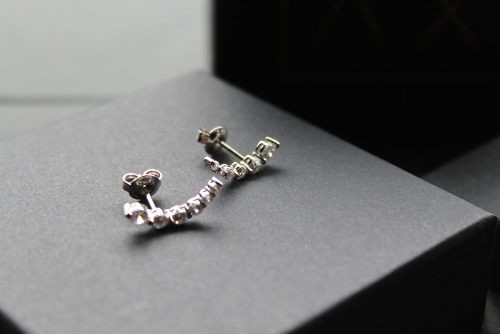 Clear CZ Curvy Climber Earrings