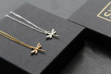 Load image into Gallery viewer, Dragonfly Necklaces with Clear CZ Stones
