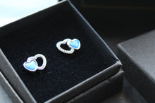 Load image into Gallery viewer, CZ &amp; Opalique Linked Heart Earrings
