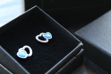 Load image into Gallery viewer, CZ &amp; Opalique Linked Heart Earrings
