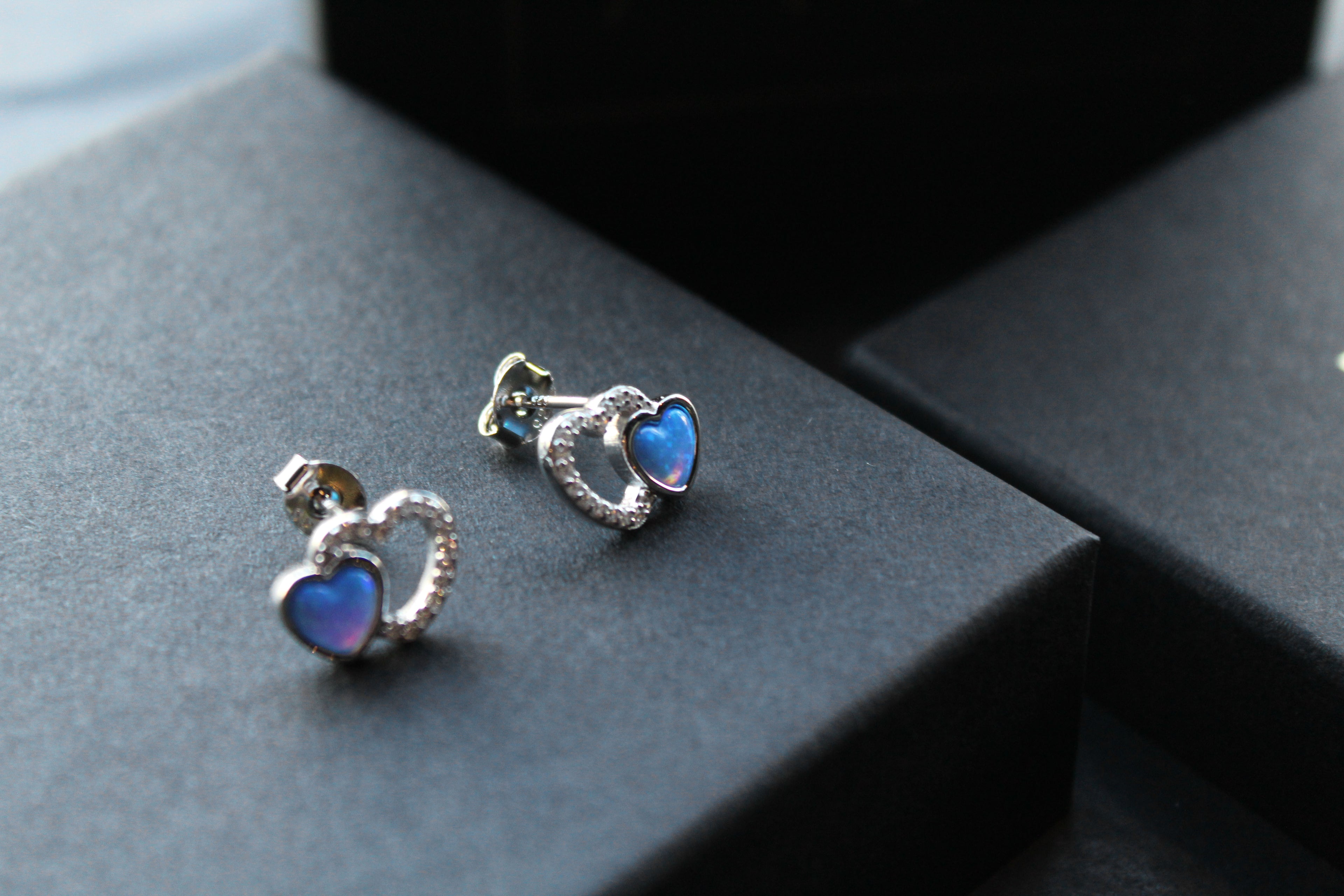 CZ & Opalique Linked Heart Earrings