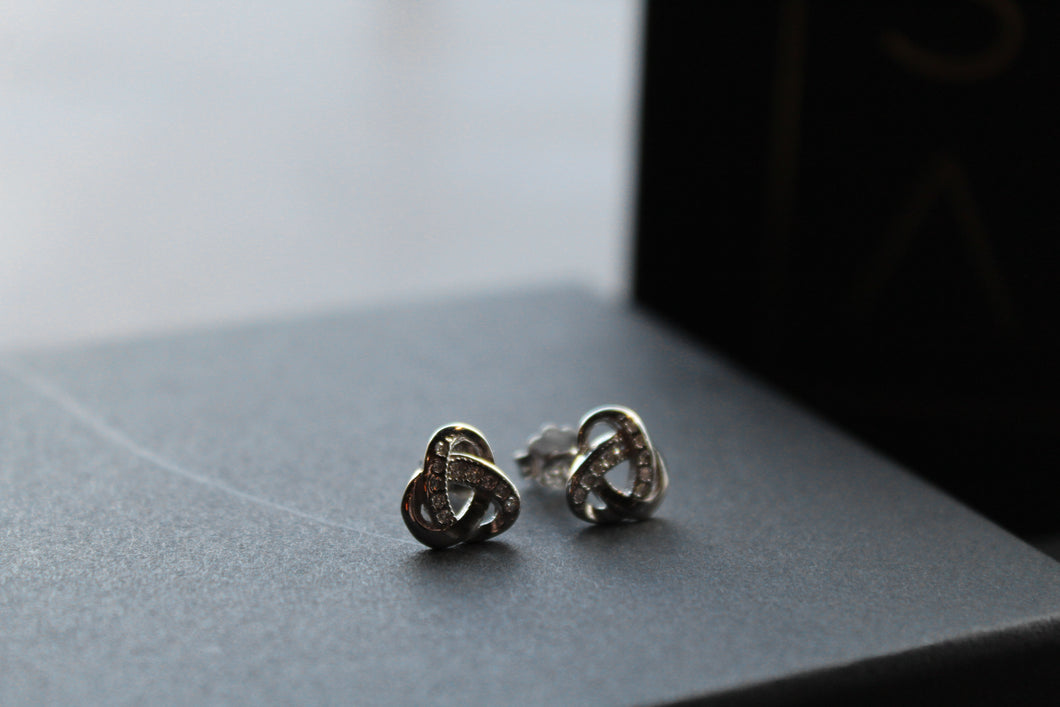 Celtic Knot Studs with Clear CZ Stones