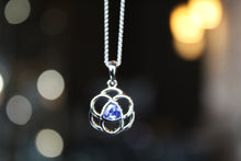Load image into Gallery viewer, Celtic Silver &amp; Tanzanite CZ Pendant with 16-18&quot; Silver Chain
