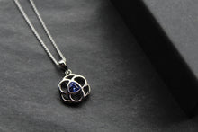 Load image into Gallery viewer, Celtic Silver &amp; Tanzanite CZ Pendant with 16-18&quot; Silver Chain
