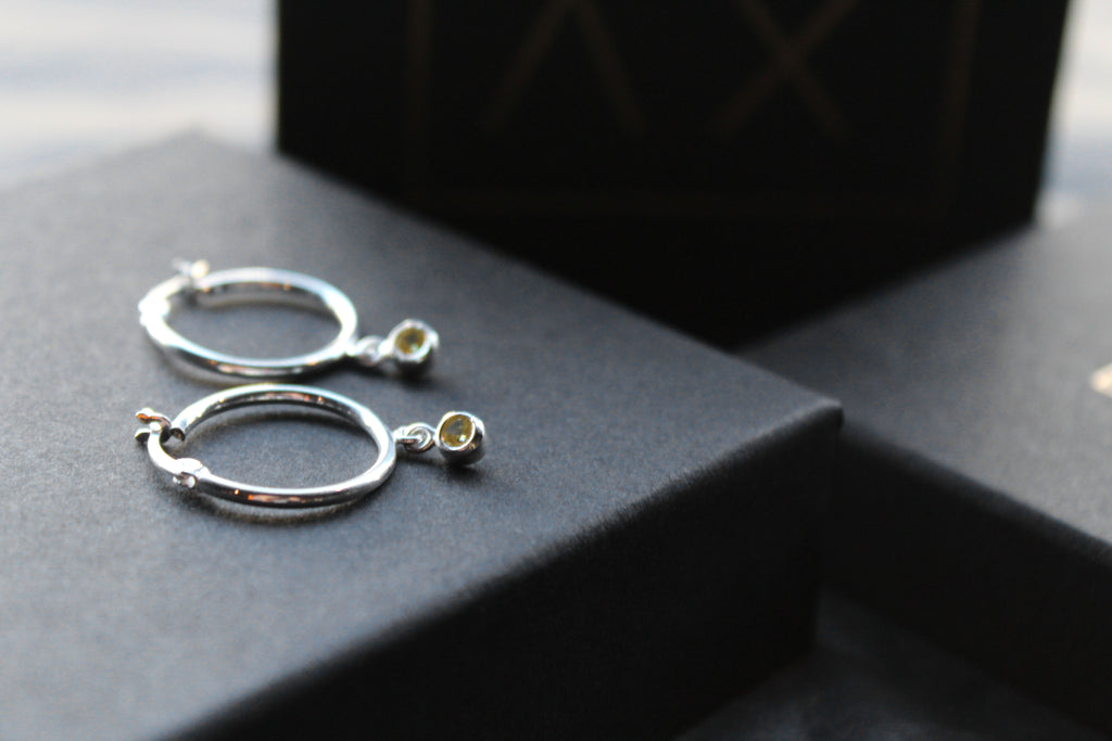 Citrine Coloured CZ  Huggies