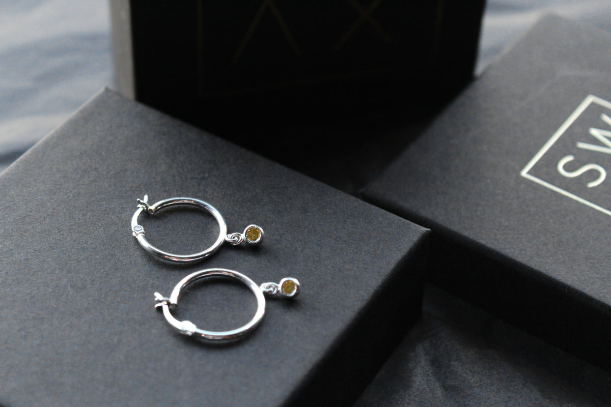 Citrine Coloured CZ  Huggies