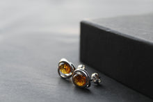 Load image into Gallery viewer, Cognac Amber Looped Oval Studs
