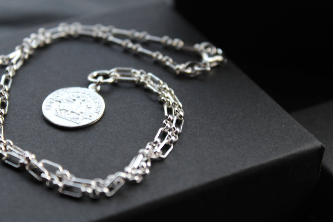 Coin Necklace with Paper Link Chain