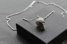Load image into Gallery viewer, Clear CZ Encrusted Skull Pendant with 24-26” Silver Chain
