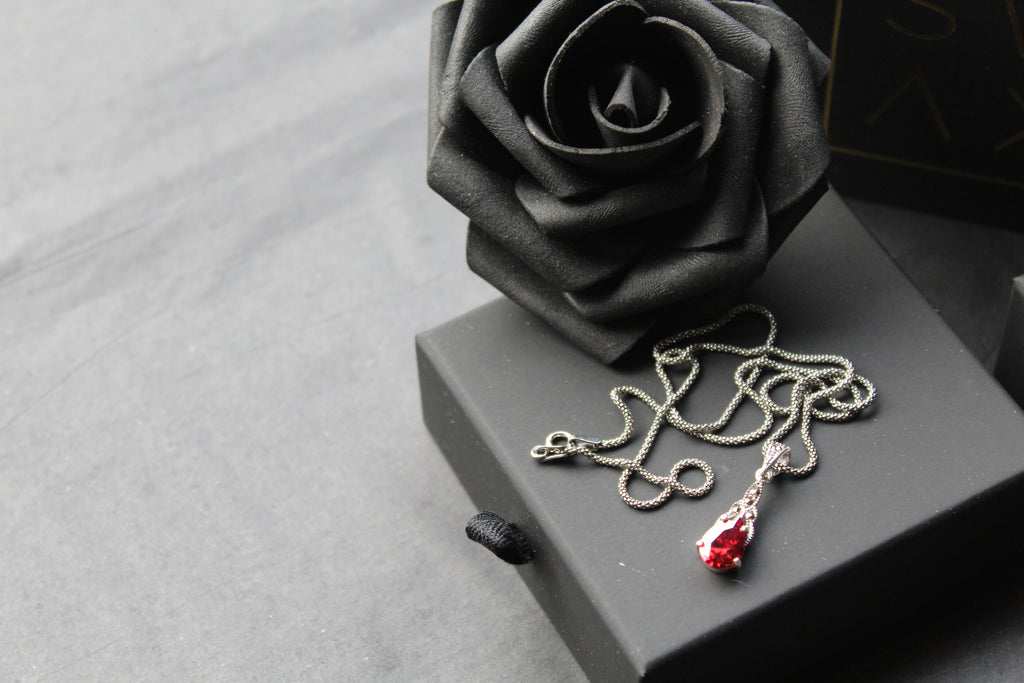 Garnet CZ and Marcasite Pendant