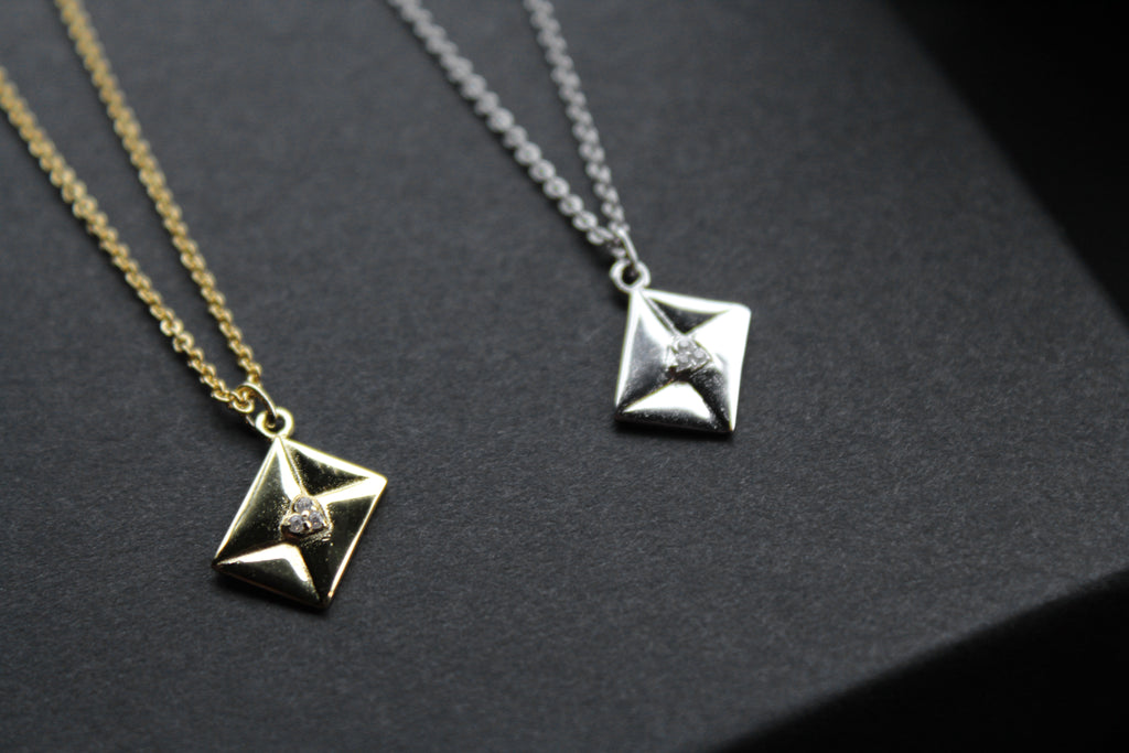 Clear CZ Love Letter Necklace
