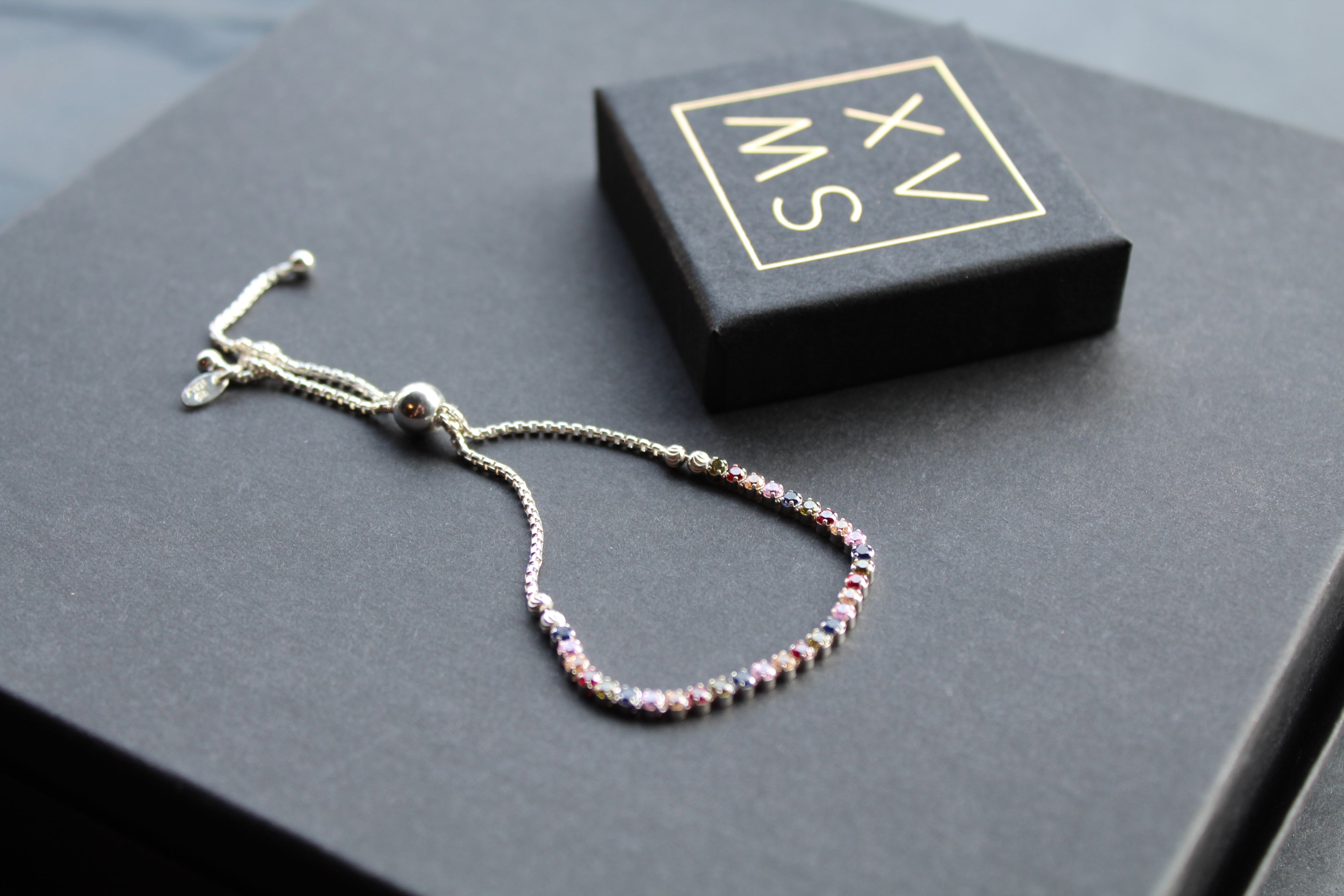 Cubic Zirconia Rainbow Slider Bracelet