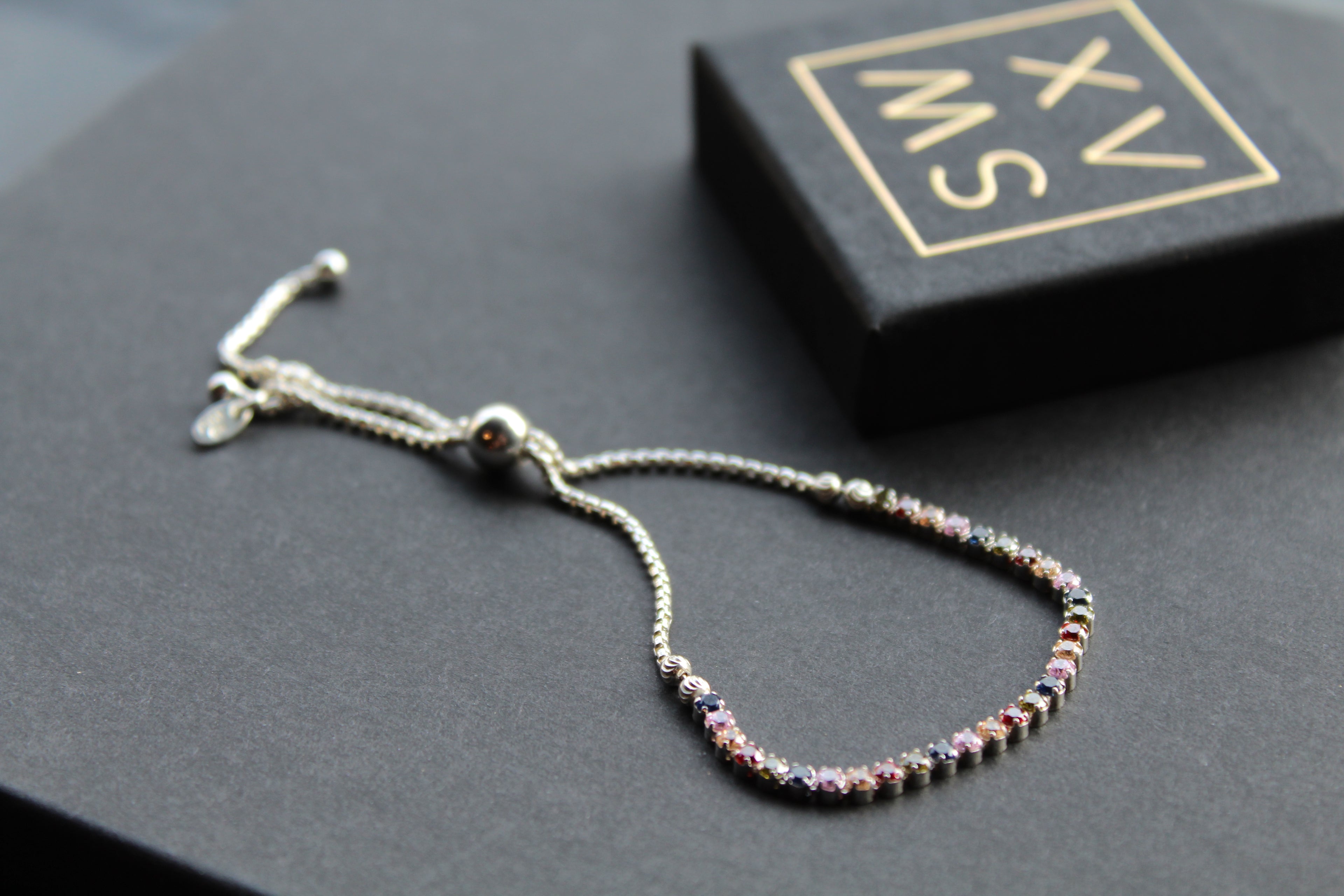 Cubic Zirconia Rainbow Slider Bracelet