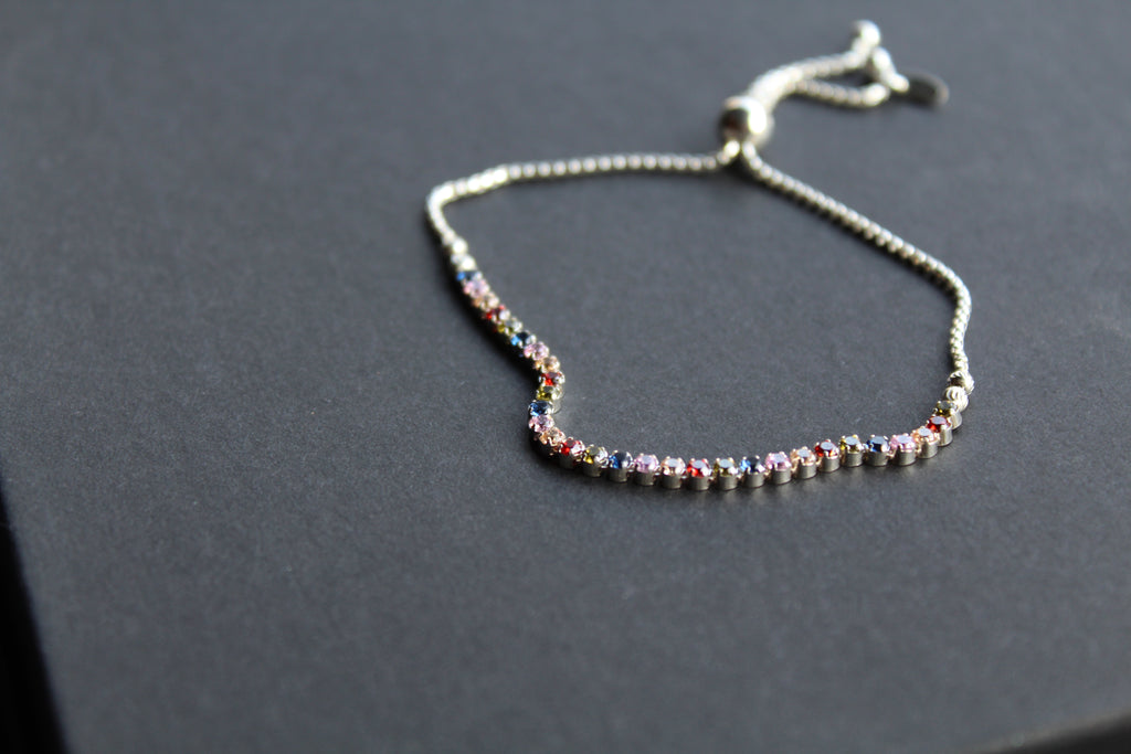 Cubic Zirconia Rainbow Slider Bracelet