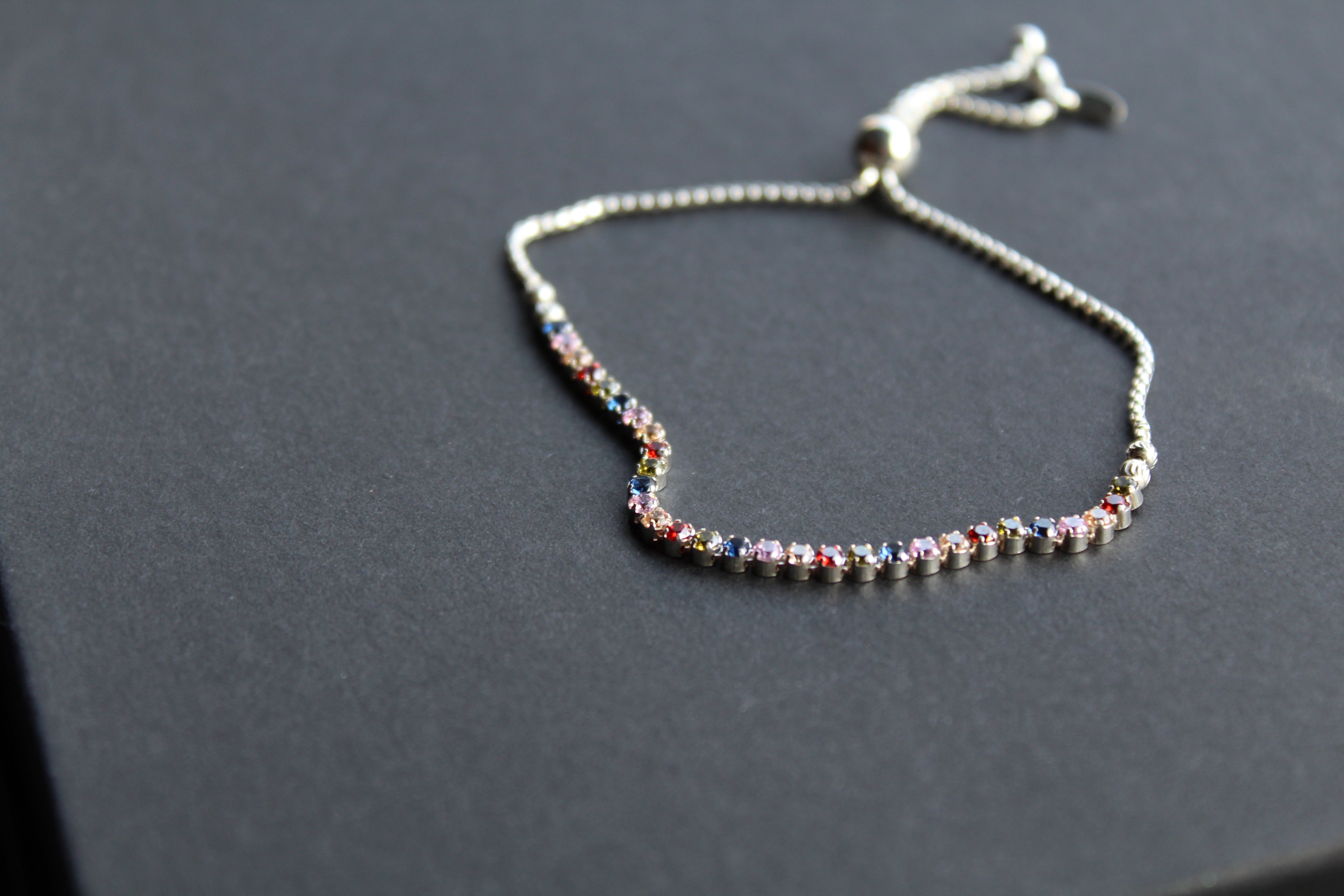 Cubic Zirconia Rainbow Slider Bracelet