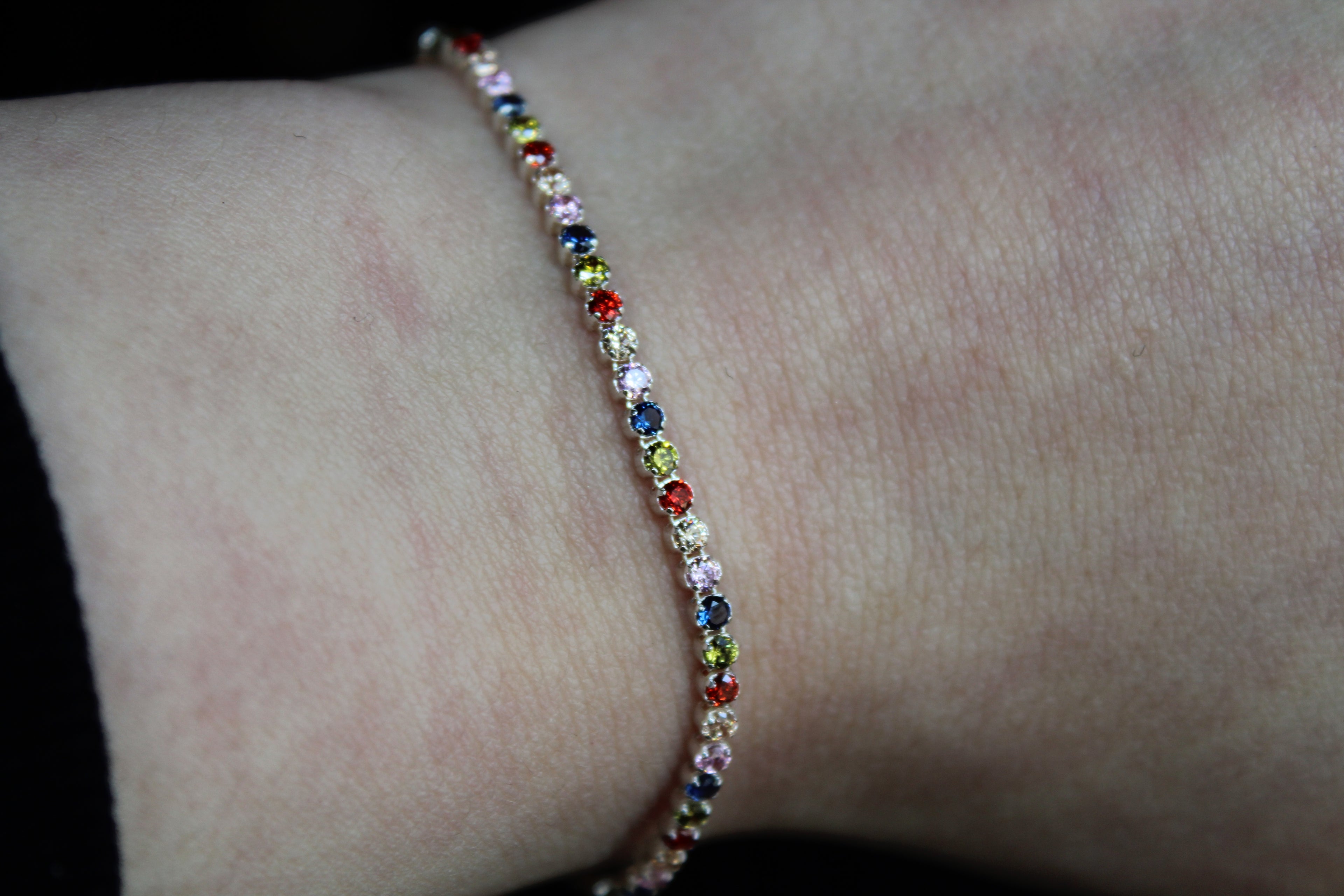 Cubic Zirconia Rainbow Slider Bracelet