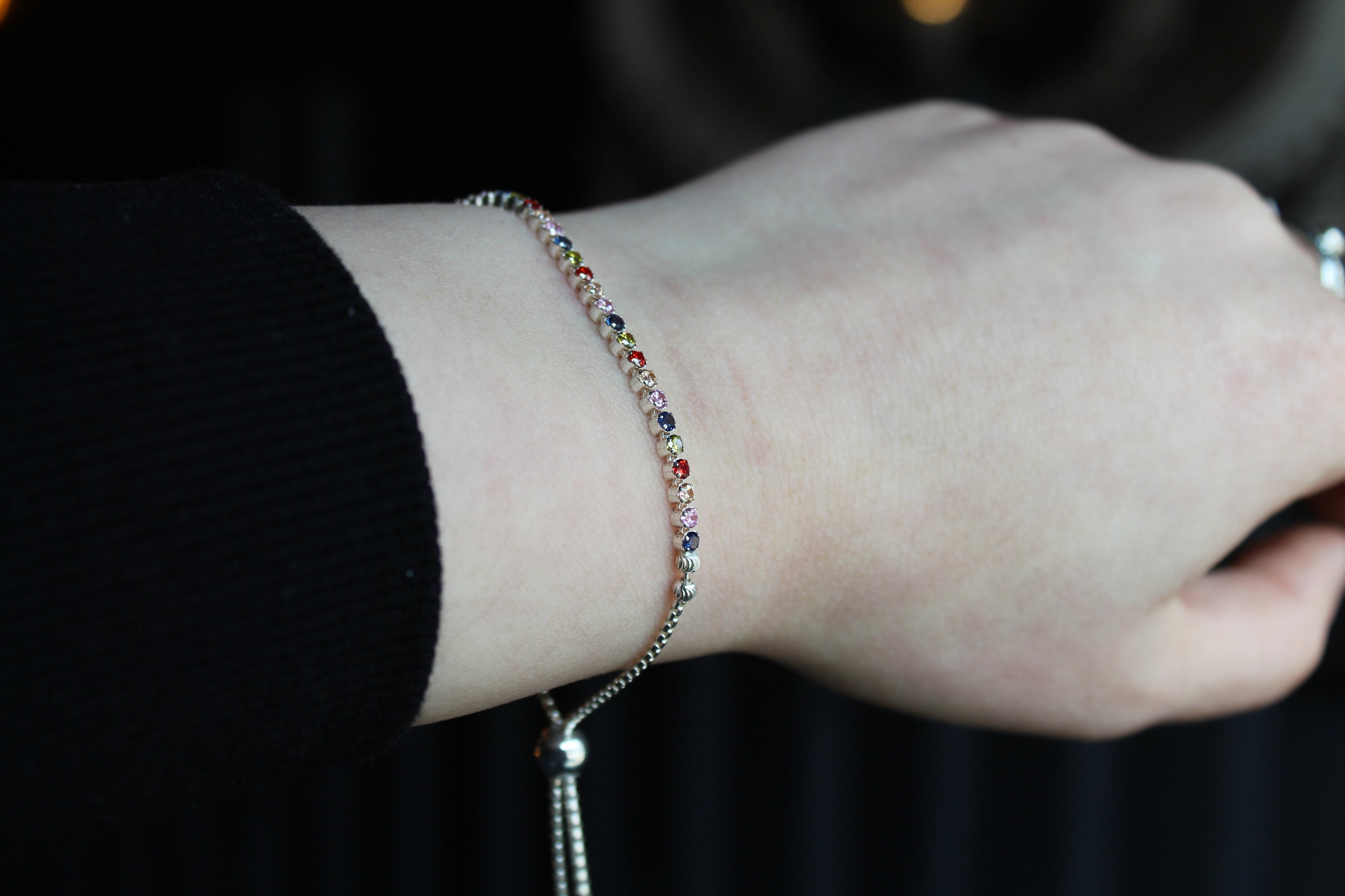 Cubic Zirconia Rainbow Slider Bracelet