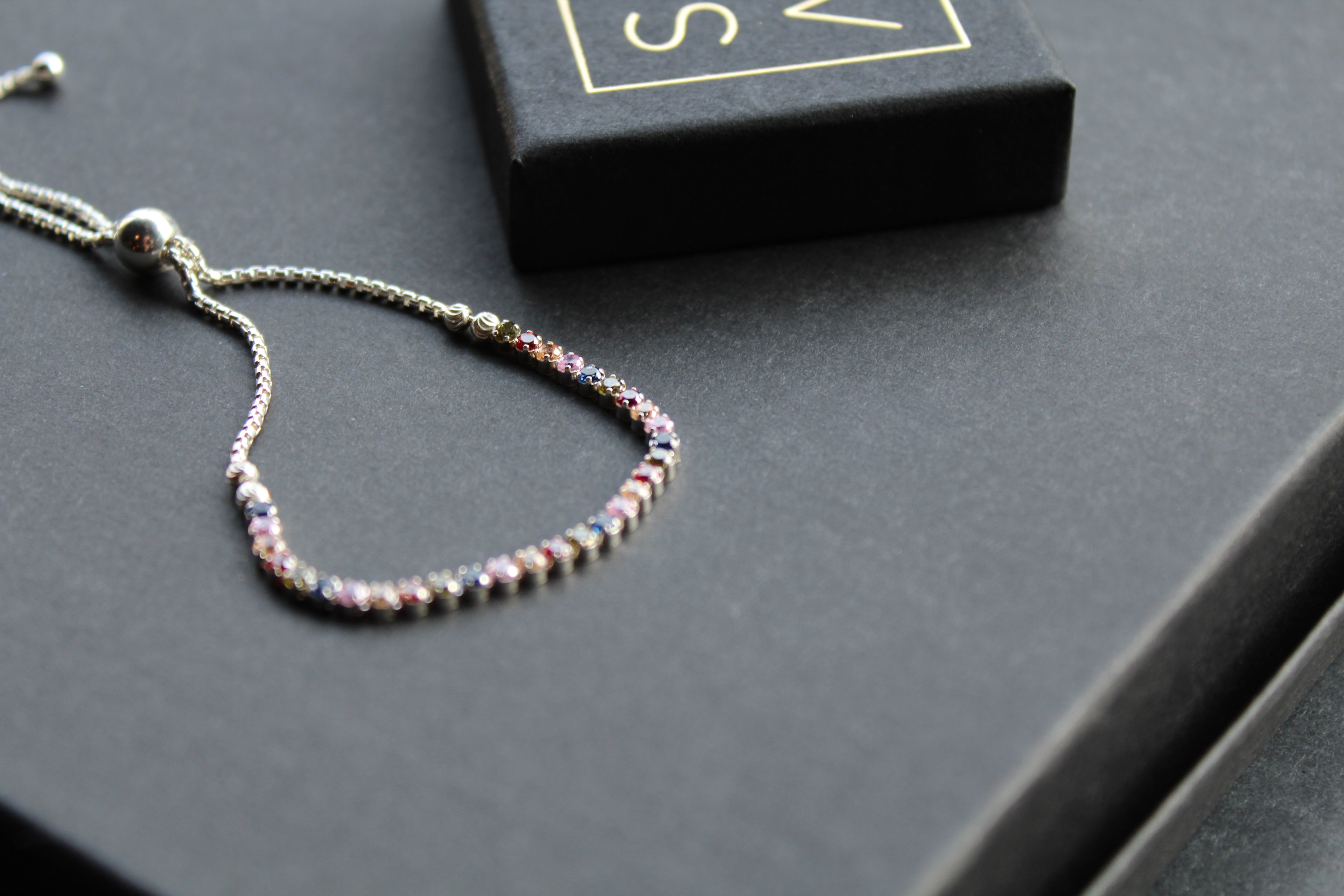 Cubic Zirconia Rainbow Slider Bracelet