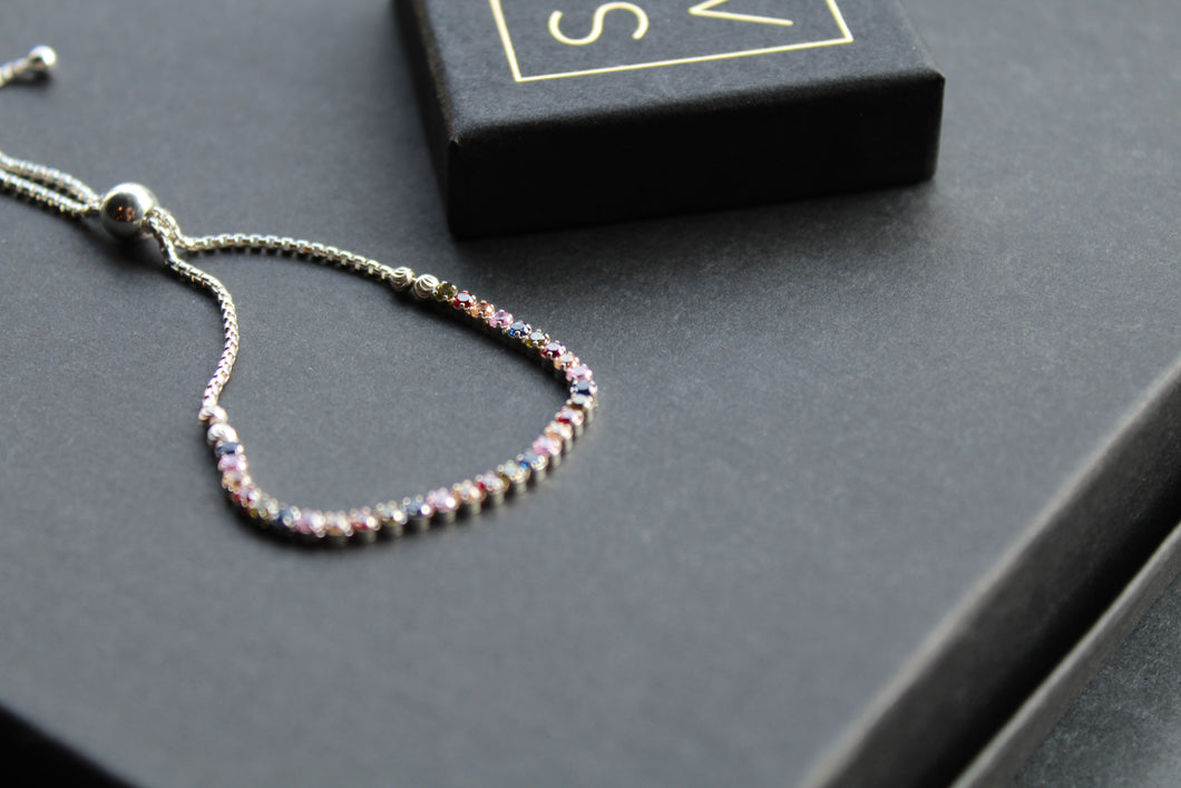 Cubic Zirconia Rainbow Slider Bracelet
