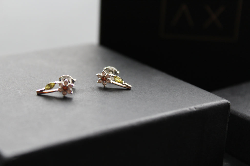 Cubic Zirconia Silver Daffodil Studs