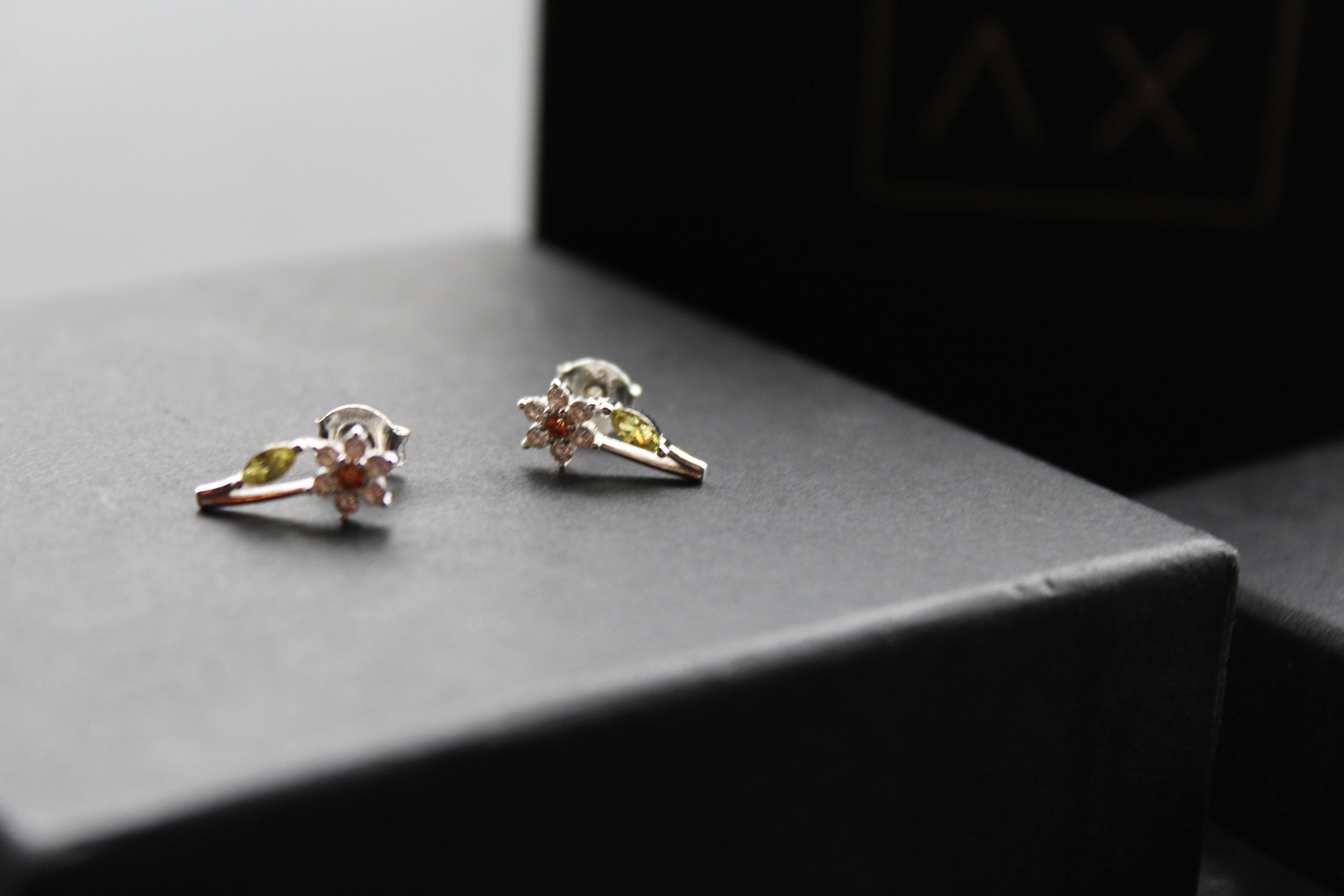 Cubic Zirconia Silver Daffodil Studs
