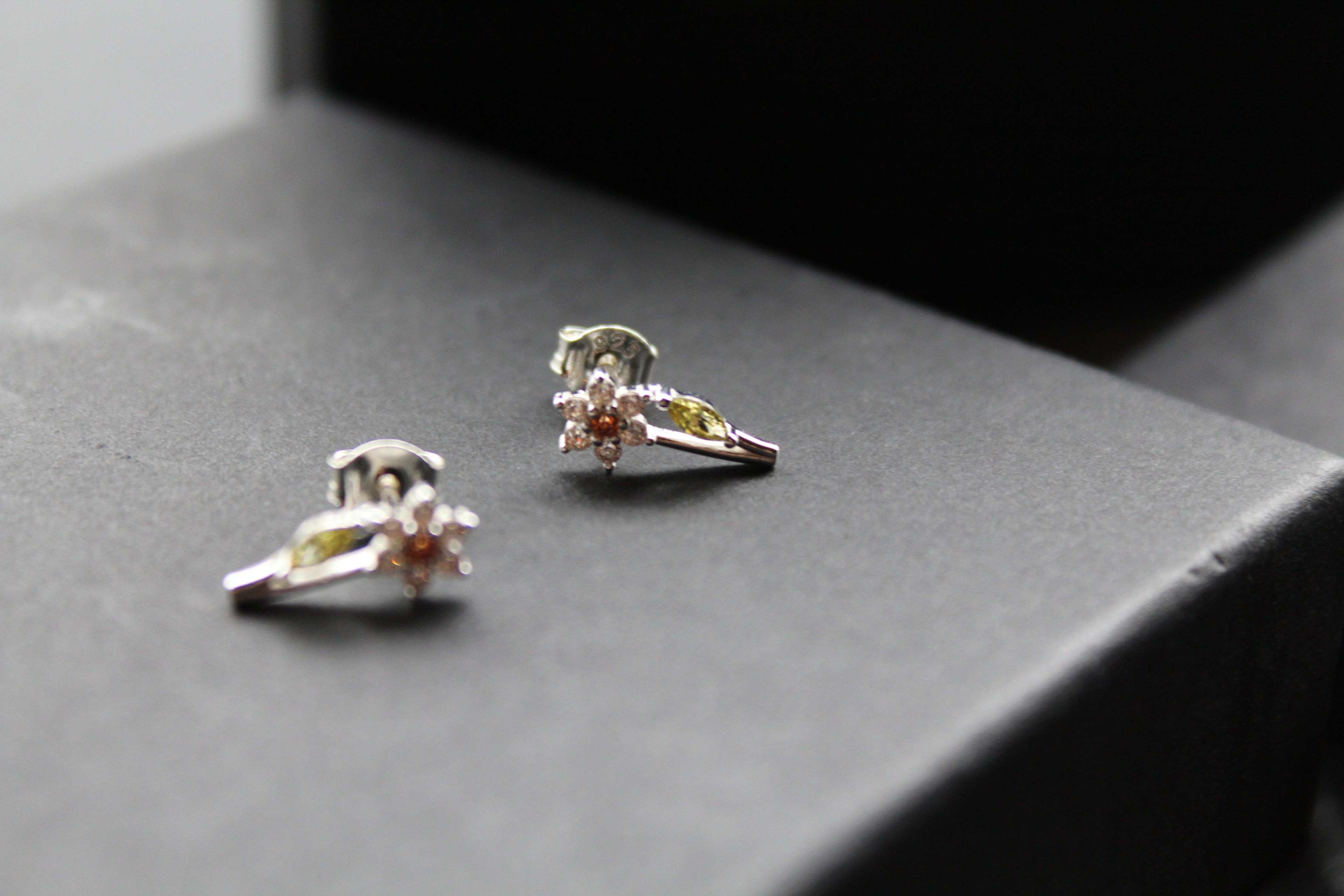 Cubic Zirconia Silver Daffodil Studs